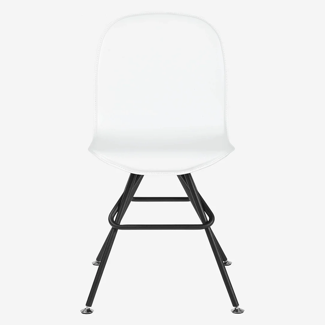Sedia in pelle - Bianco - Gambe in acciaio nero - 3