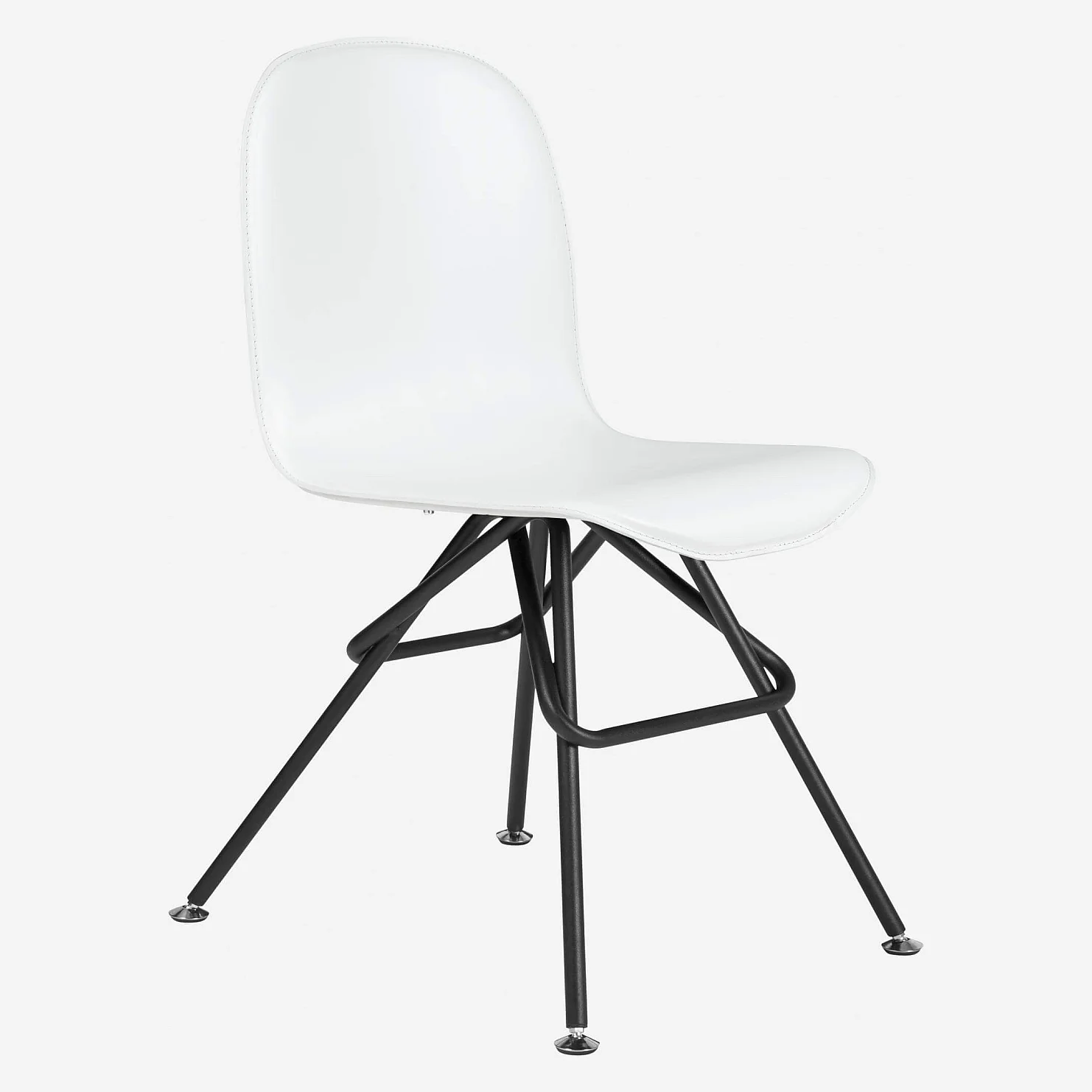 Sedia in pelle - Bianco - Gambe in acciaio nero - 1