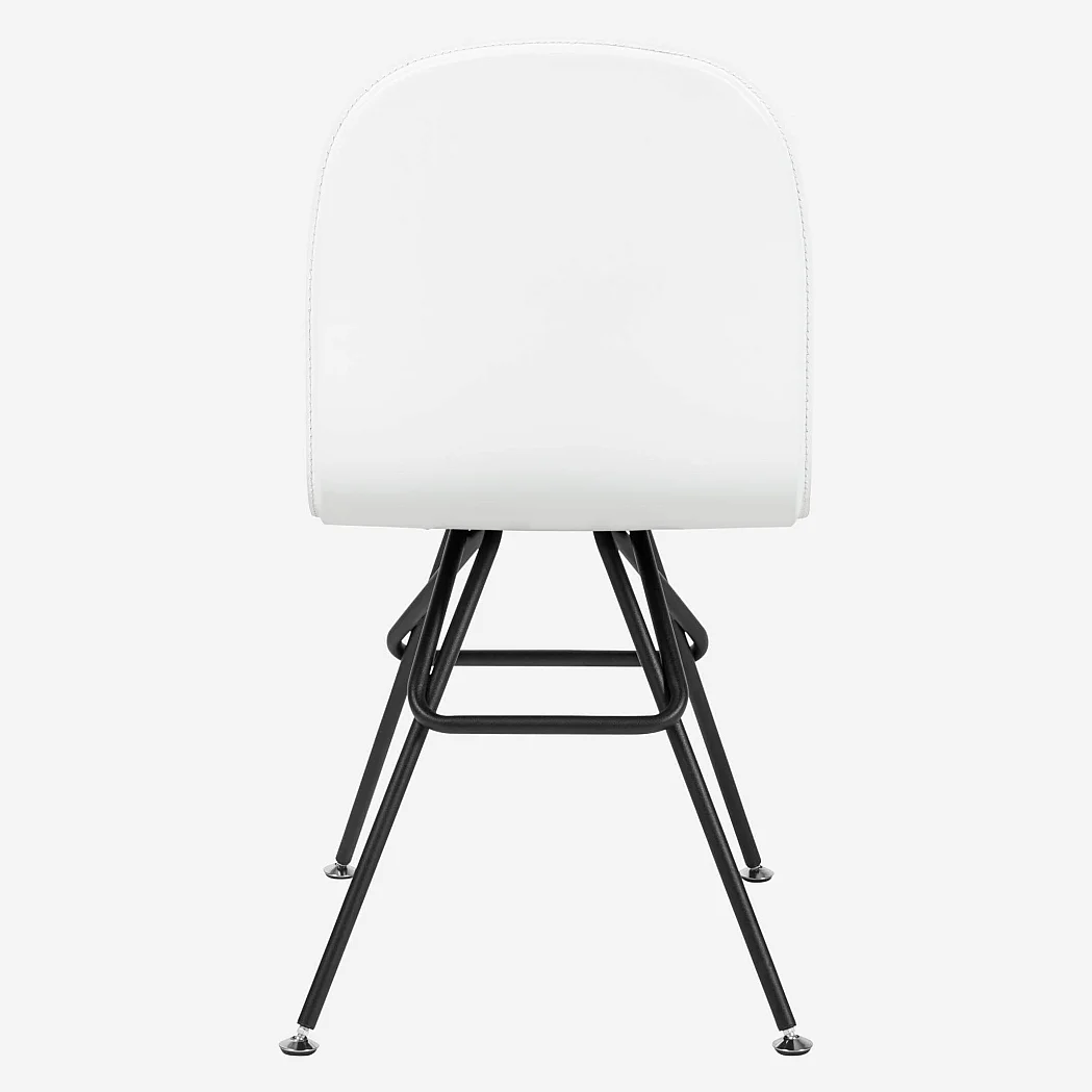 Sedia in pelle - Bianco - Gambe in acciaio nero - 4