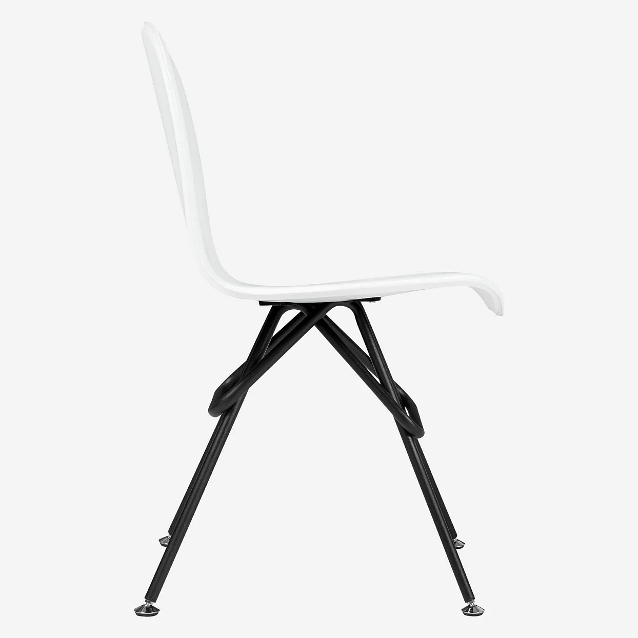 Sedia in pelle - Bianco - Gambe in acciaio nero - 5