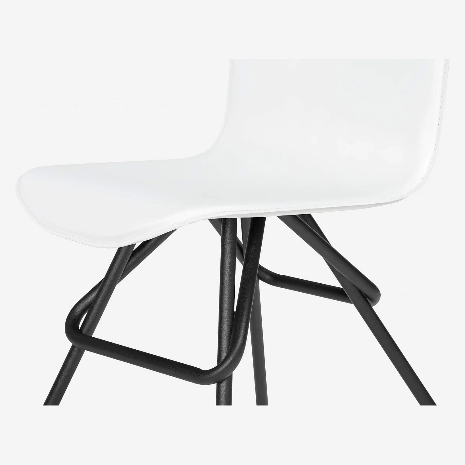 Sedia in pelle - Bianco - Gambe in acciaio nero - 2