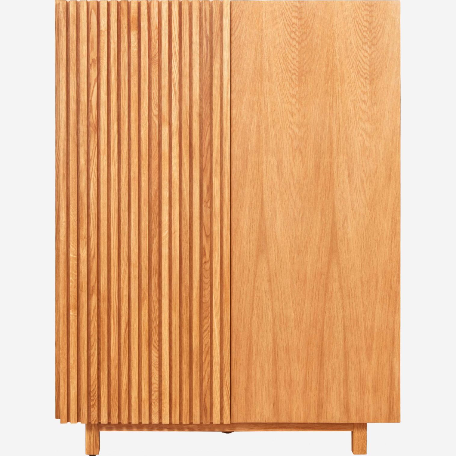 Highboard mit 2 Türen aus Eiche - Naturfarben