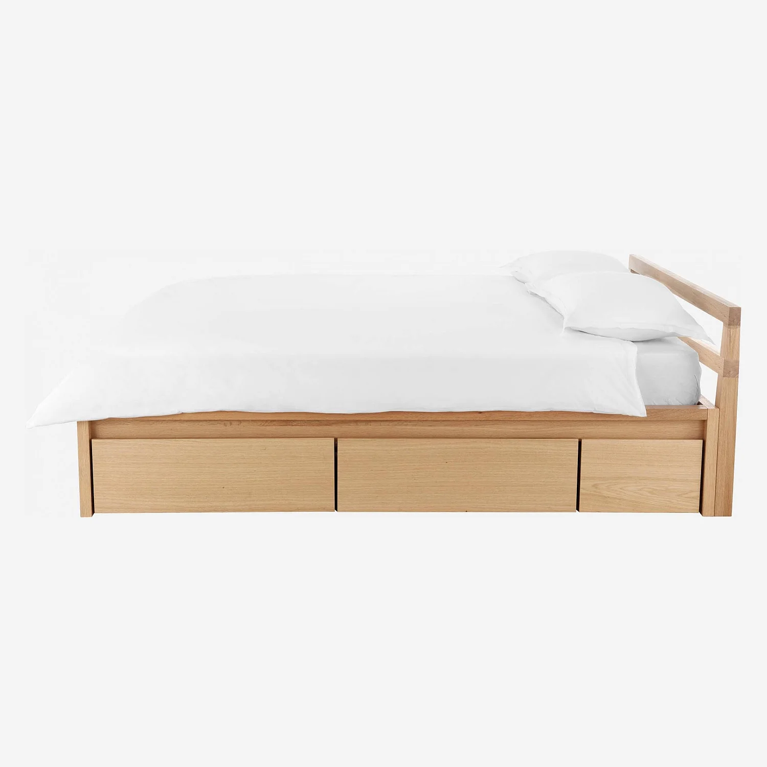 140x200 oak bed with storage - 9