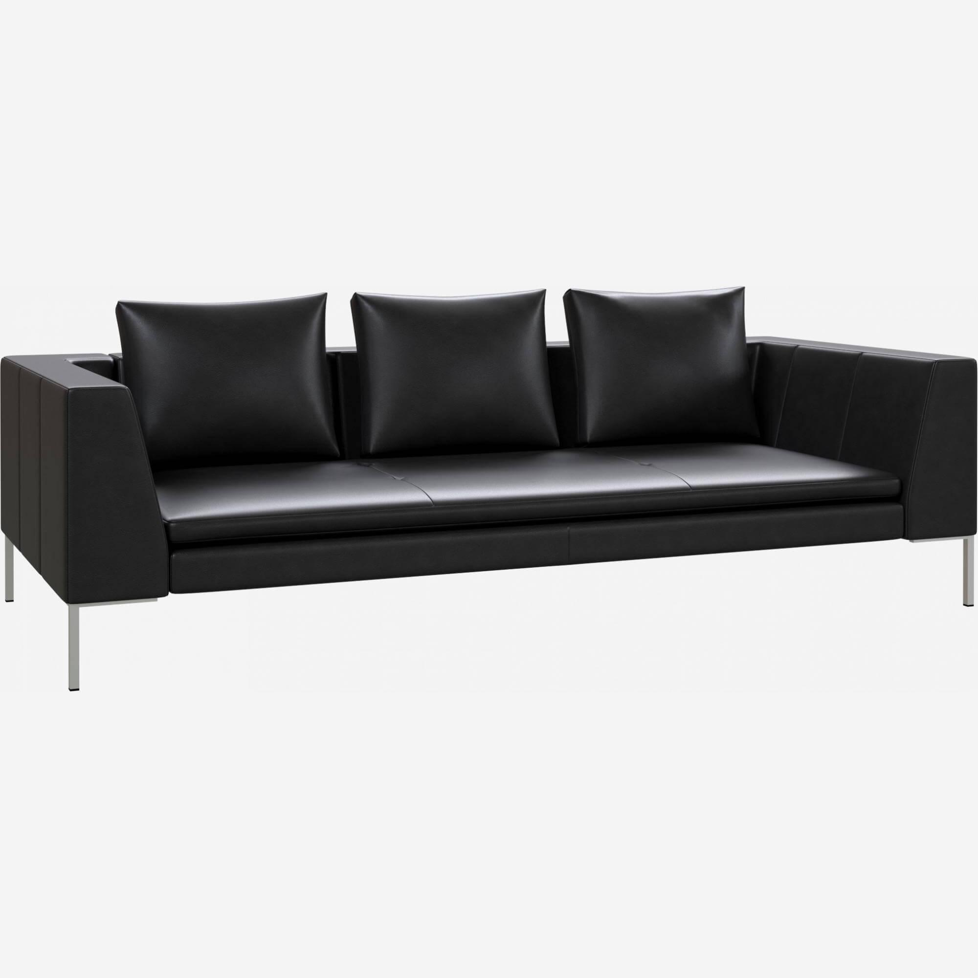 3-Sitzer-Sofa aus Savoy-Leder - Obsidianschwarz