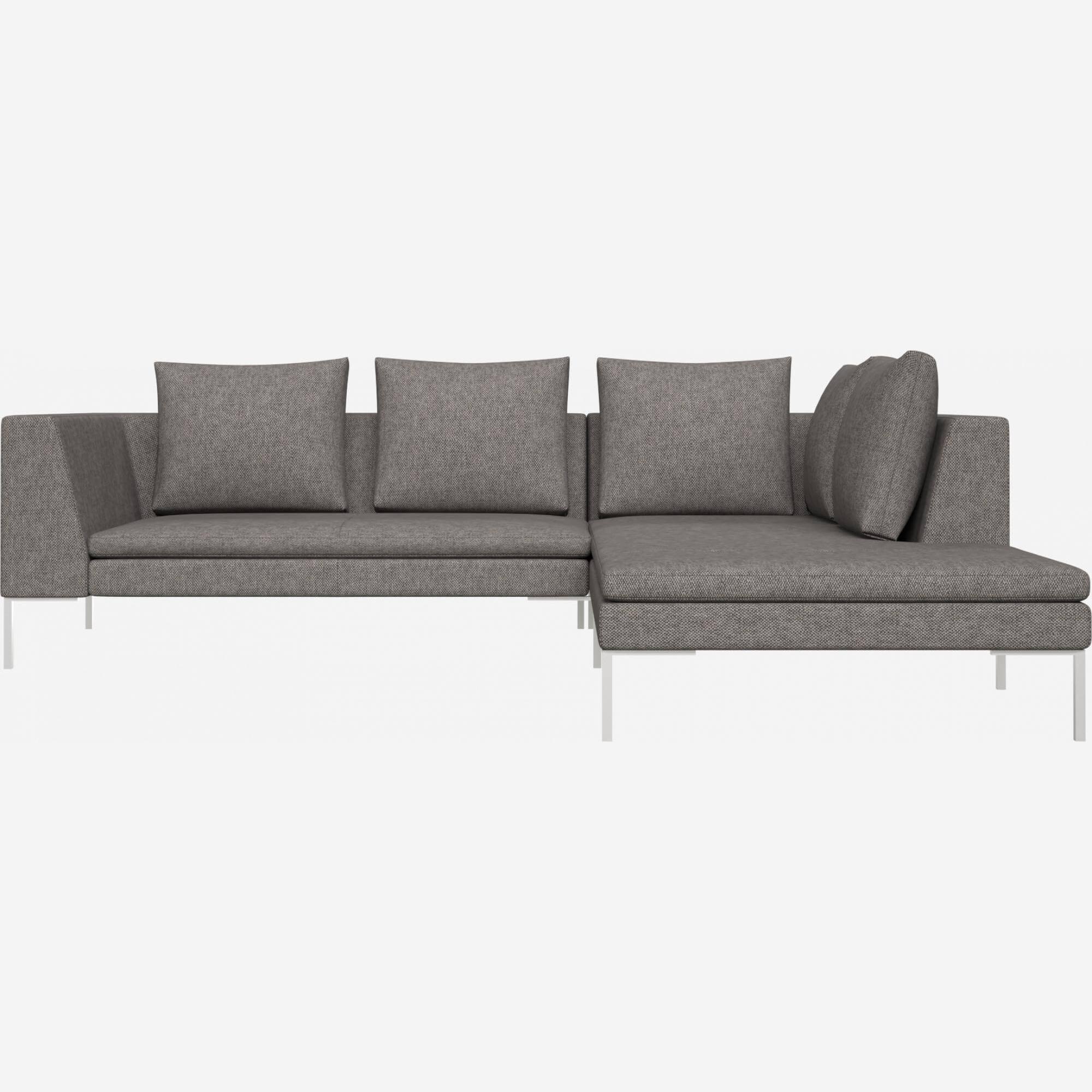 2-Sitzer-Sofa mit Chaiselongue rechts aus Bellagio-Stoff - Nachtgrau