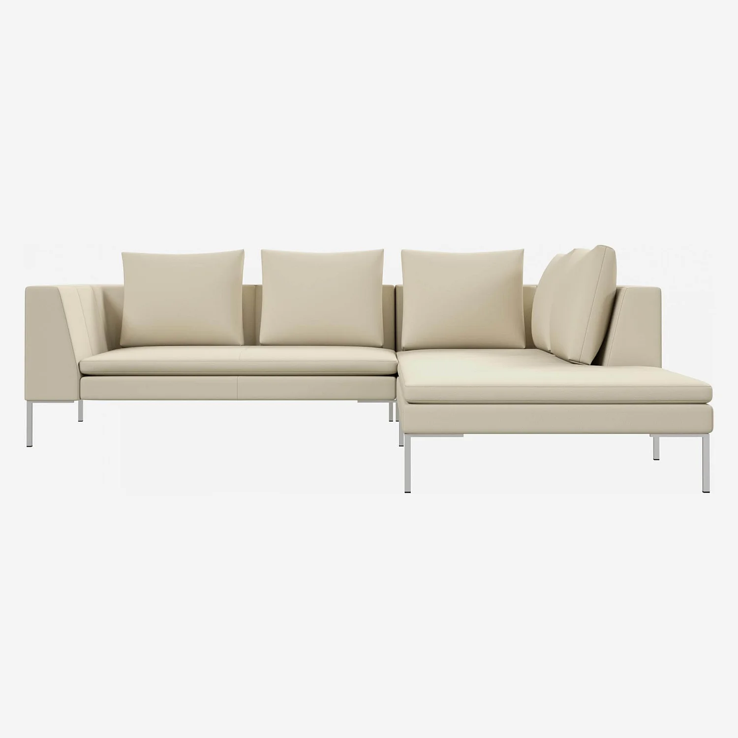 2-Sitzer-Sofa mit Chaiselongue rechts aus Savoy-Leder - Alabasterweiß - 1