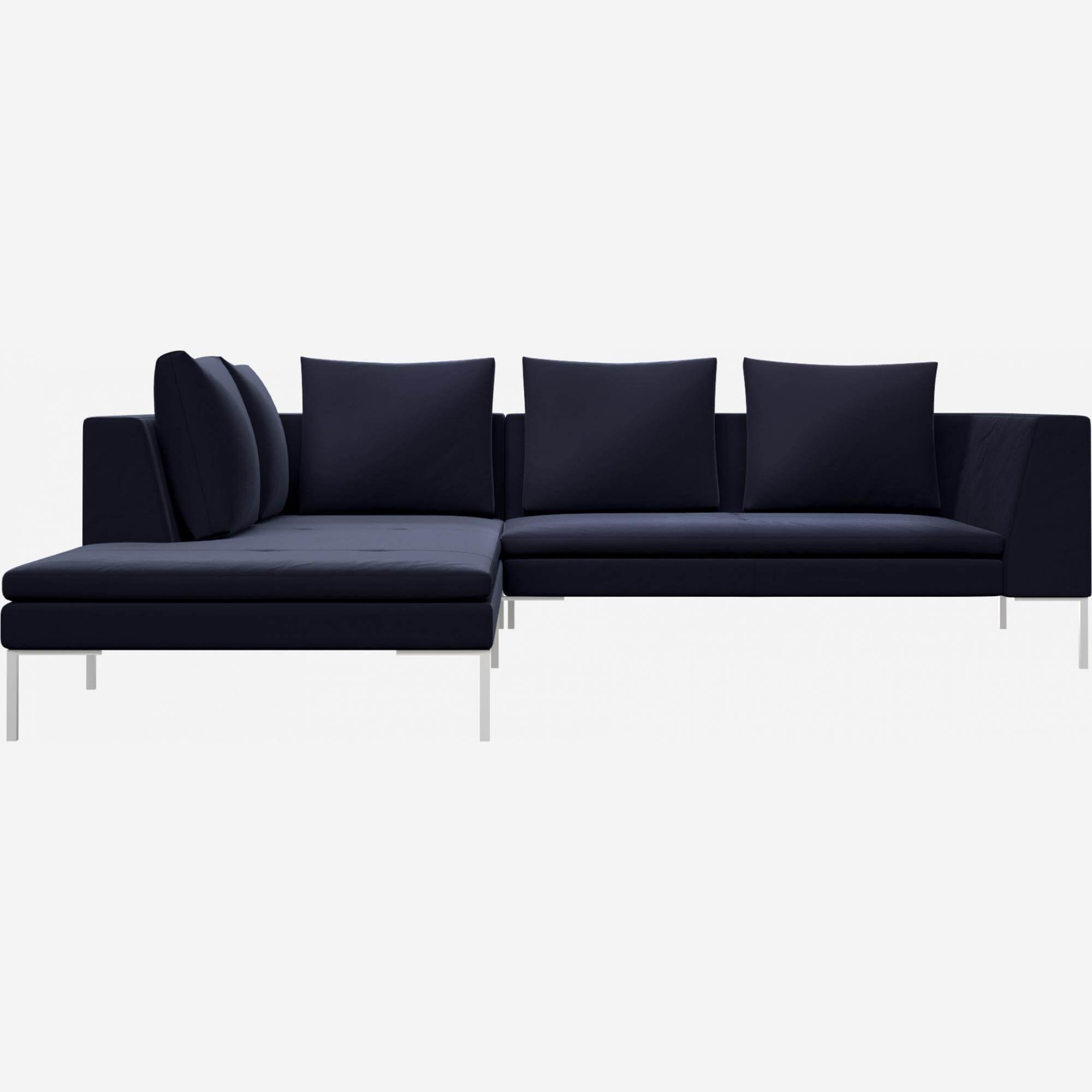 2 seater sofa with chaise longue on the left in Super Velvet fabric, dark blue 