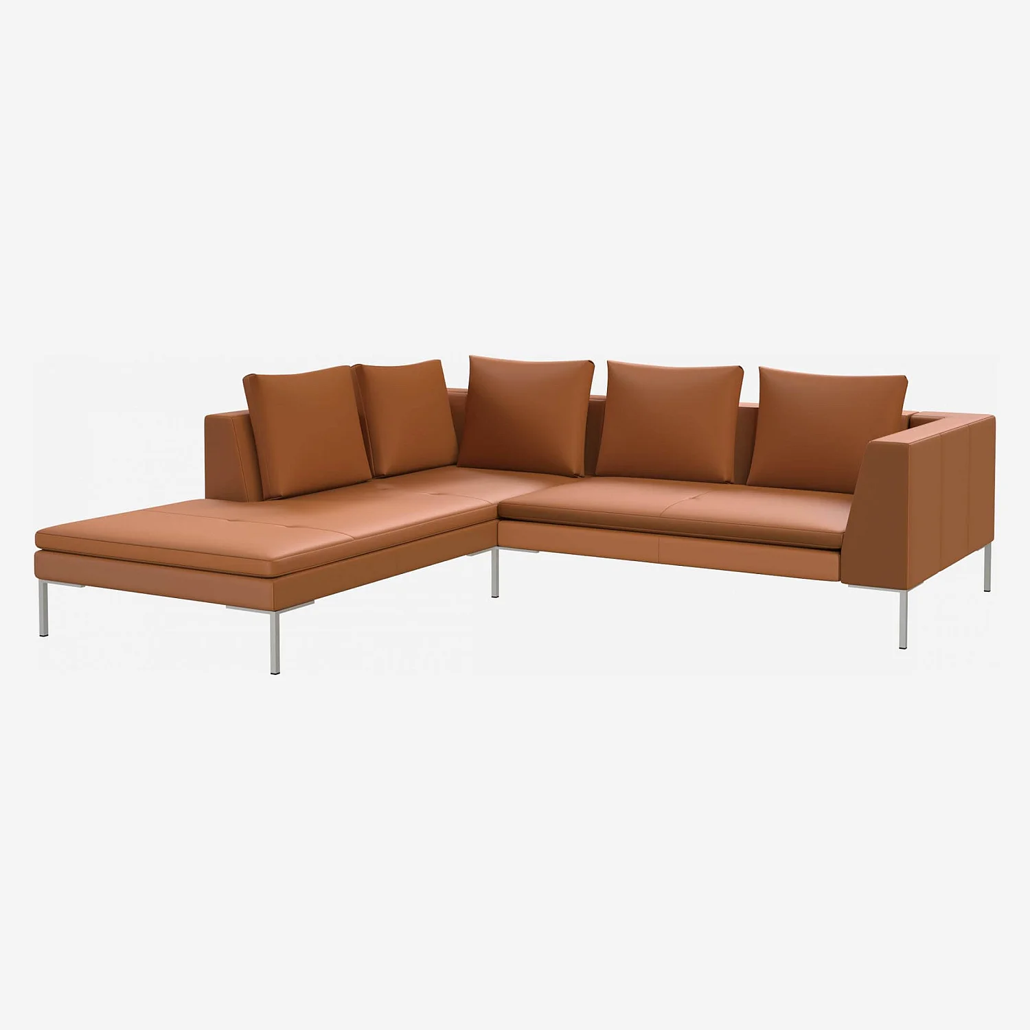 2-Sitzer-Sofa mit Chaiselongue links aus Savoy-Leder - Cognacbraun - 1