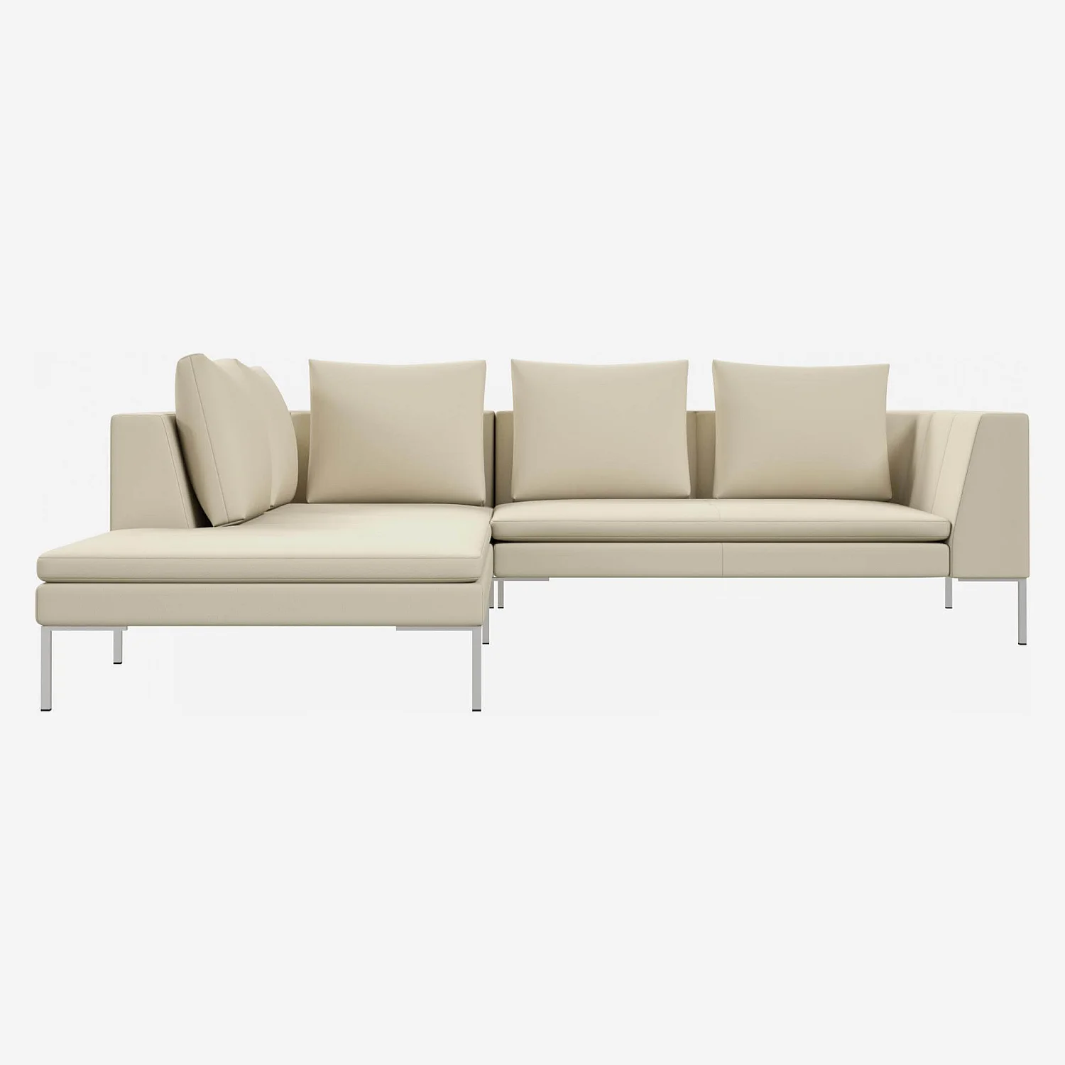 2-Sitzer-Sofa mit Chaiselongue links aus Savoy-Leder - Alabasterweiß - 1