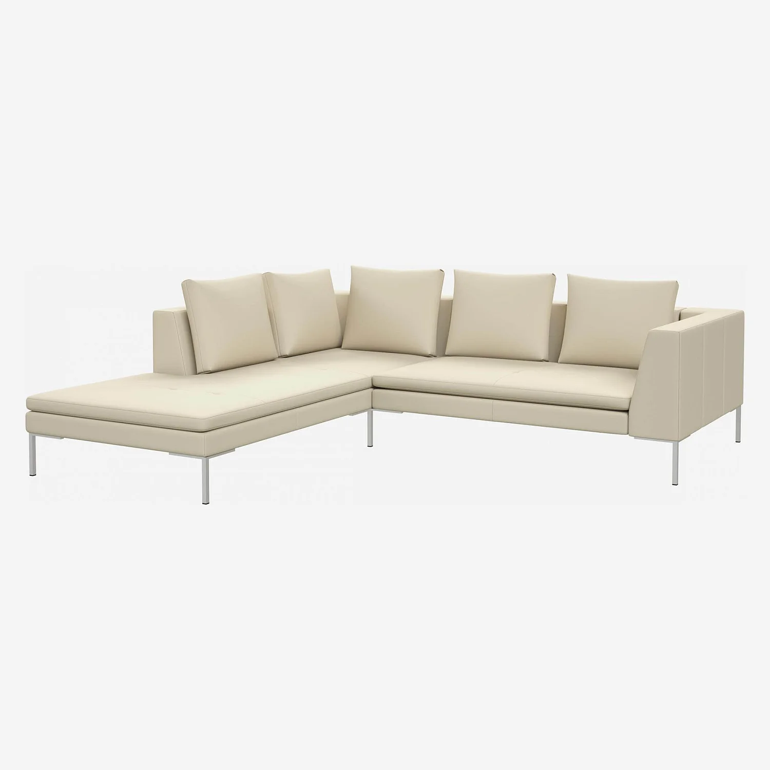 2-Sitzer-Sofa mit Chaiselongue links aus Savoy-Leder - Alabasterweiß - 2