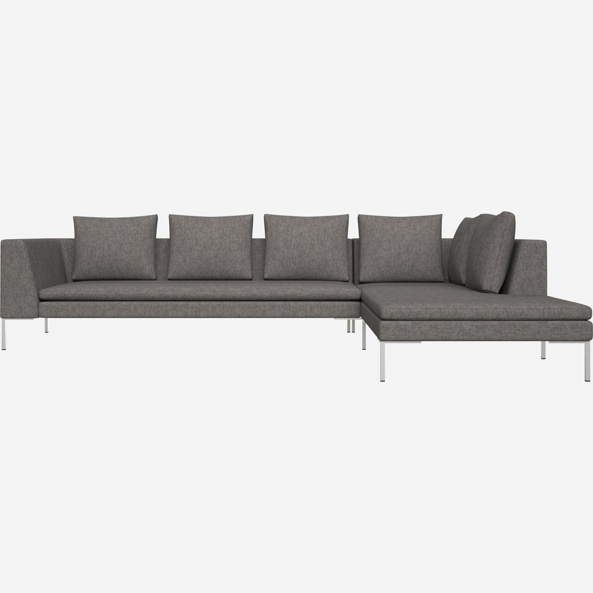 3-Sitzer-Sofa mit Chaiselongue rechts aus Bellagio-Stoff - Nachtgrau