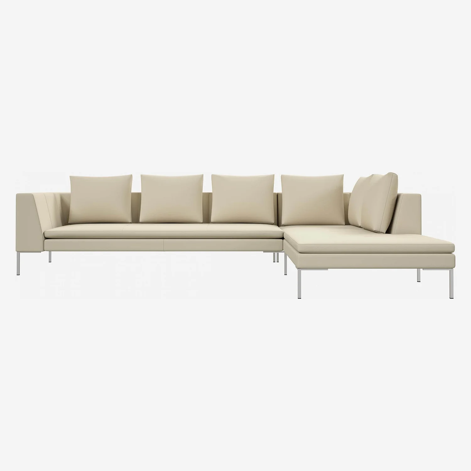 3-Sitzer-Sofa mit Chaiselongue rechts aus Savoy-Leder - Alabasterweiß - 1