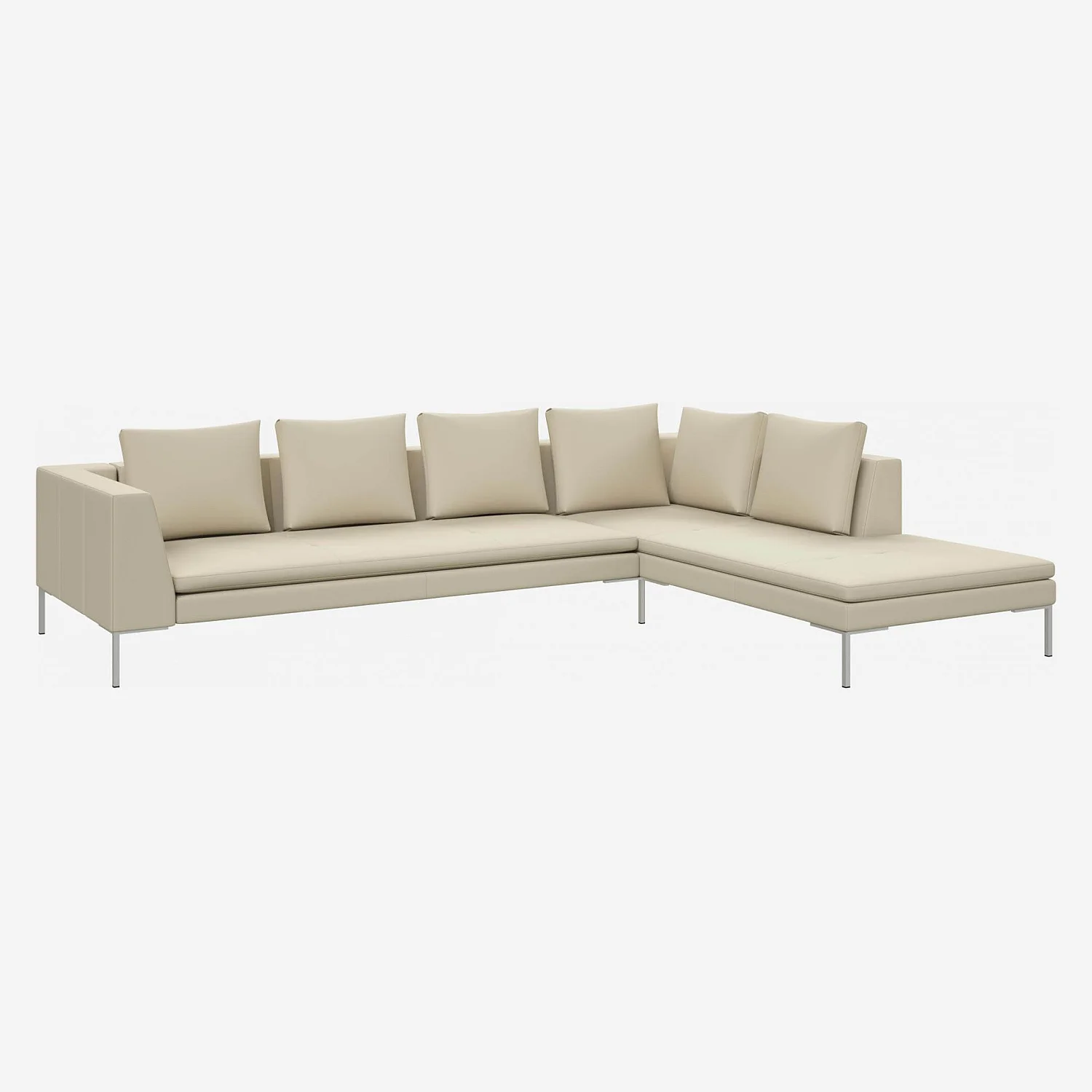 3-Sitzer-Sofa mit Chaiselongue rechts aus Savoy-Leder - Alabasterweiß - 2