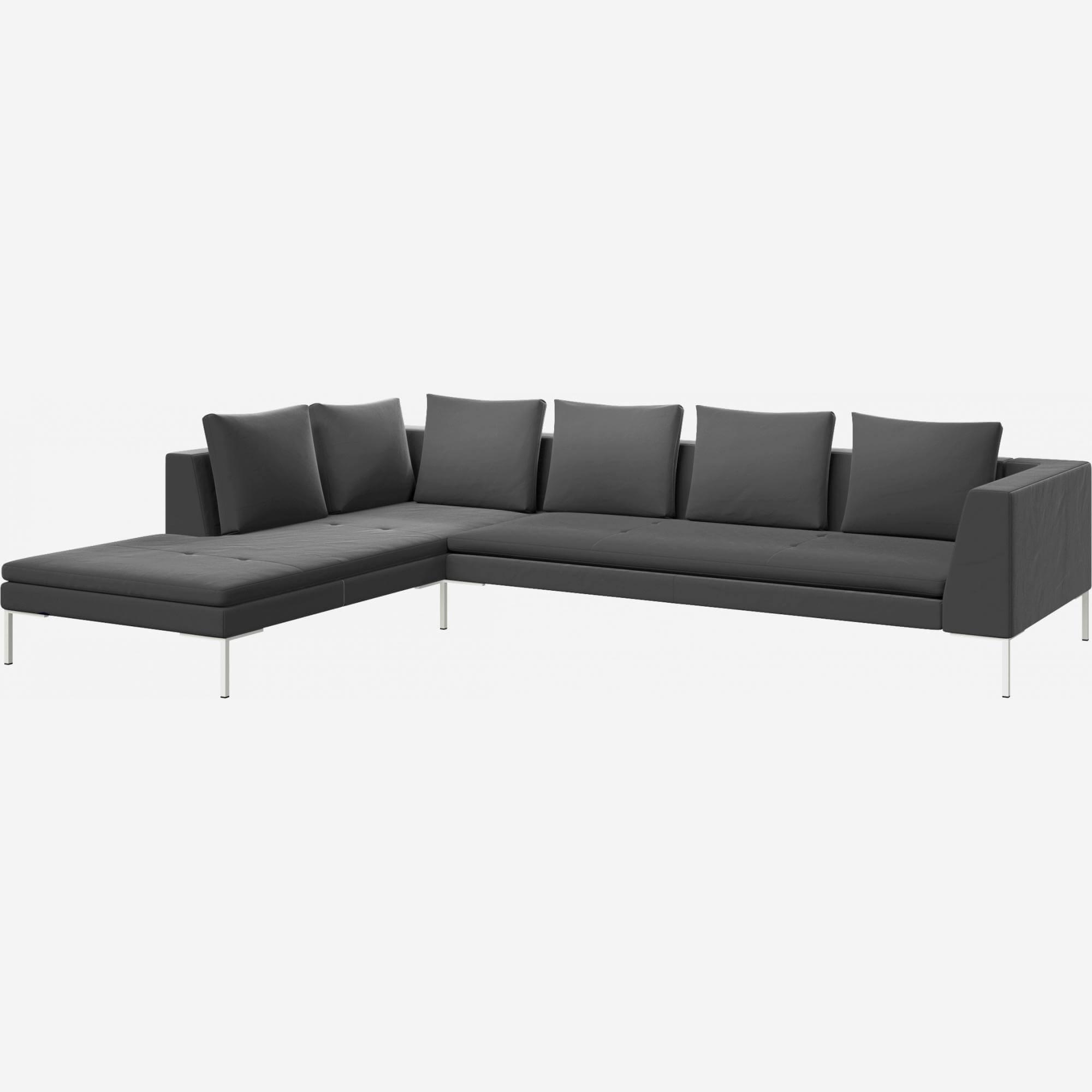 3-Sitzer-Sofa mit Chaiselongue links aus Samt - Schiefergrau