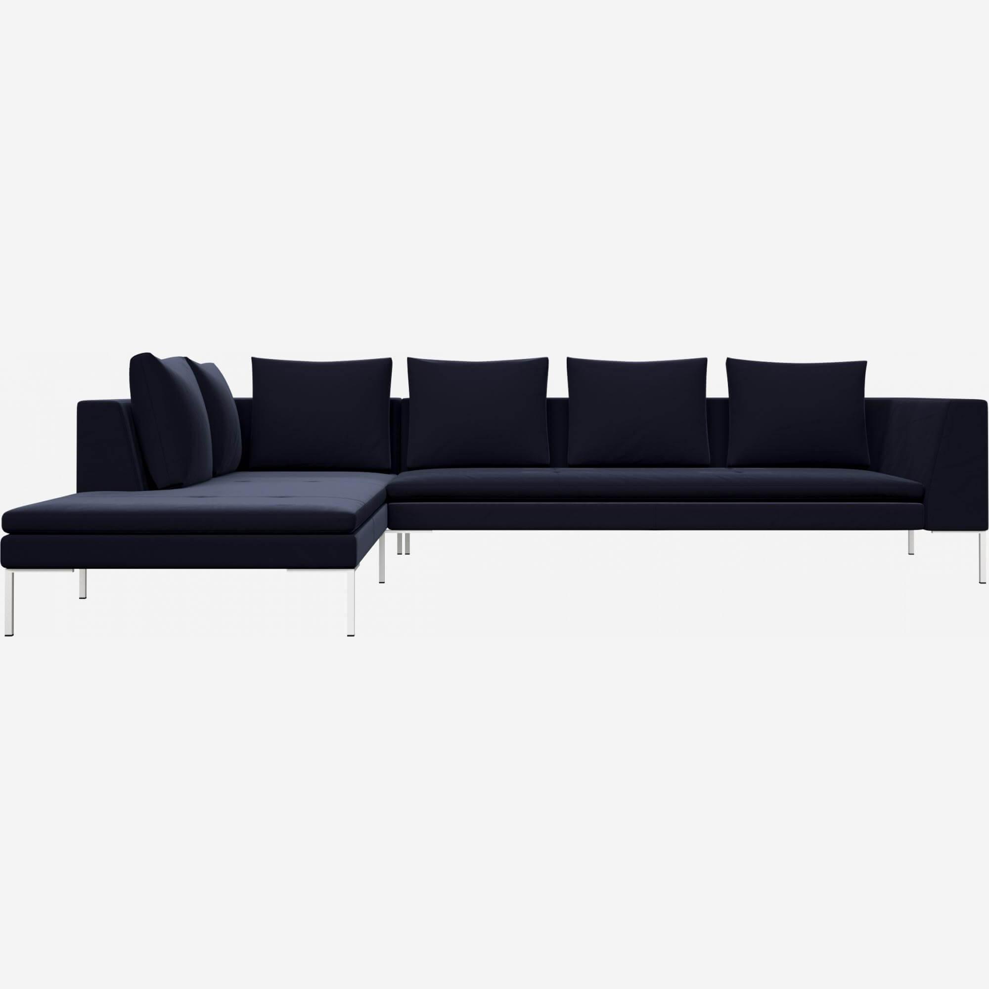 3-Sitzer-Sofa mit Chaiselongue links aus Samt - Tintenblau