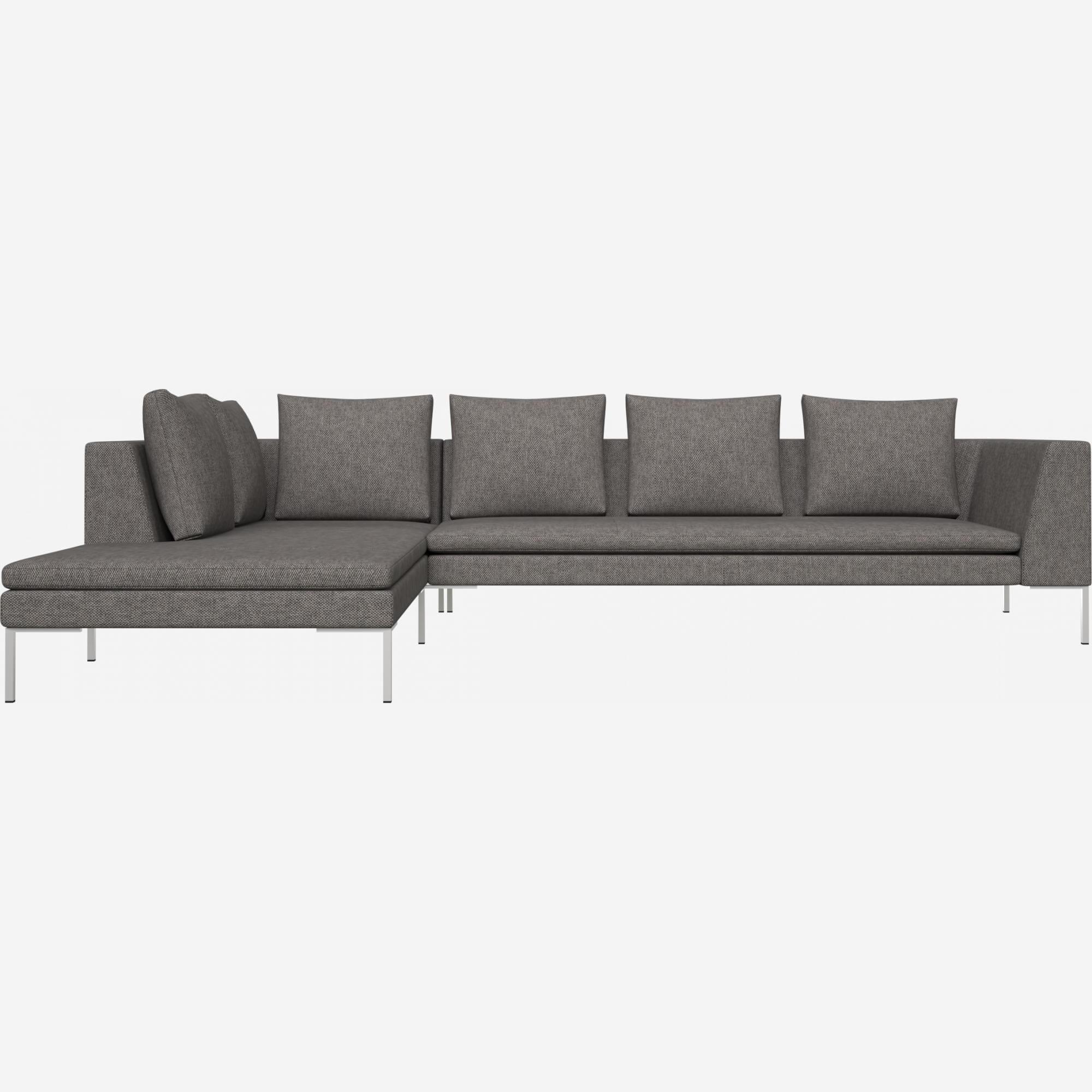 3-Sitzer-Sofa mit Chaiselongue links aus Bellagio-Stoff - Nachtgrau