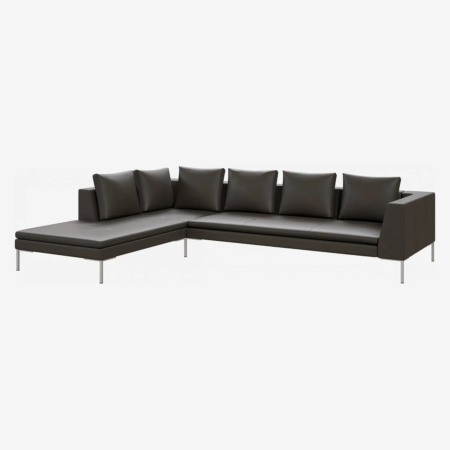 3-Sitzer-Sofa mit Chaiselongue links aus Savoy-Leder - Schiefergrau - 1