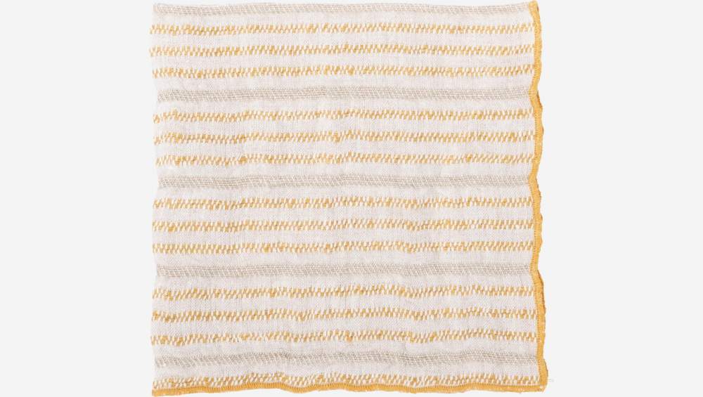 Lot de 2 serviettes de table en lin - 40 x 40 cm - Blanc et orange