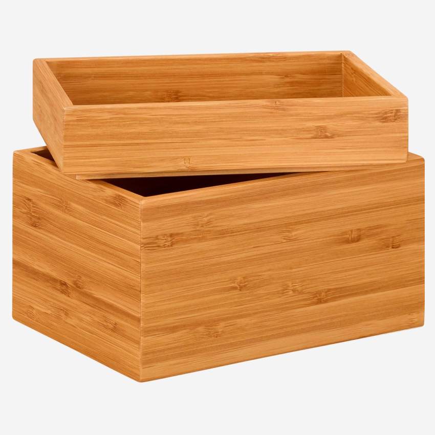 Bote caja almacenaje-Bambú-S