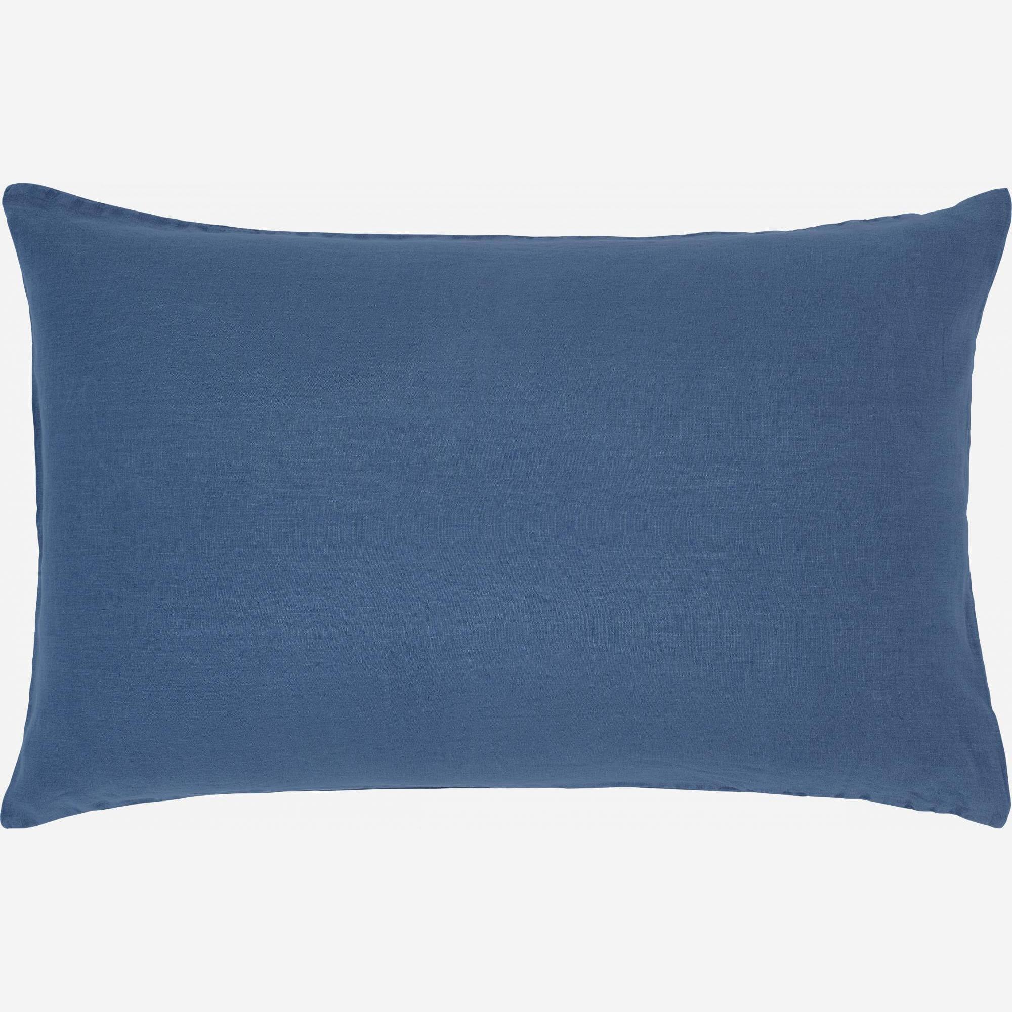 Funda de almohada 50x80cm de lino azul