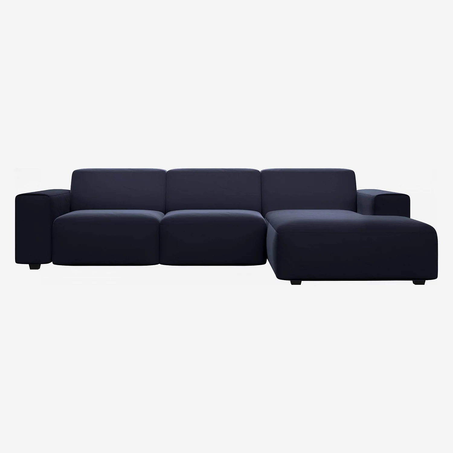 Canapé d'angle droit en velours - Bleu encre - 1