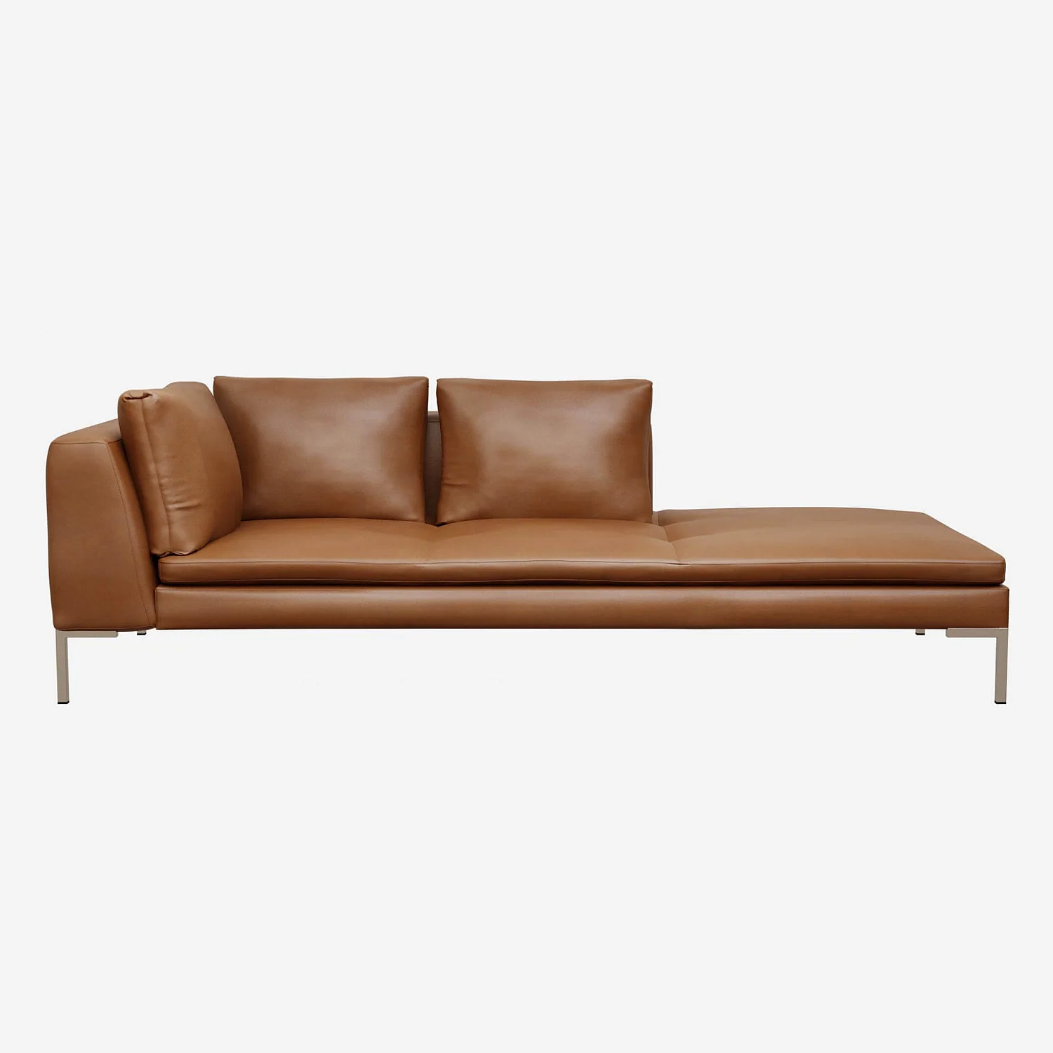 Chaiselongue, rechts aus Vintage-Leder - Cognacbraun - 1