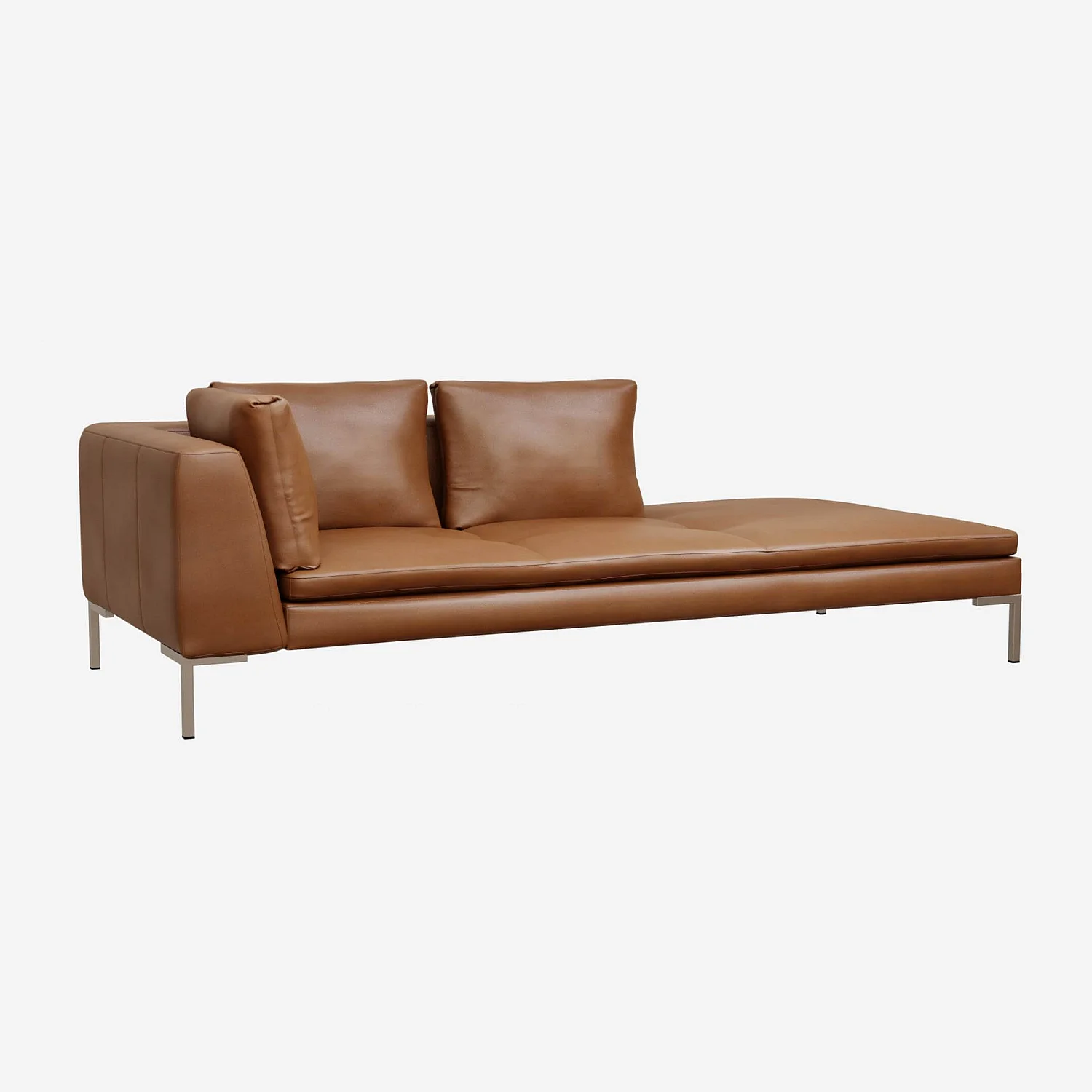 Chaiselongue, rechts aus Vintage-Leder - Cognacbraun - 2