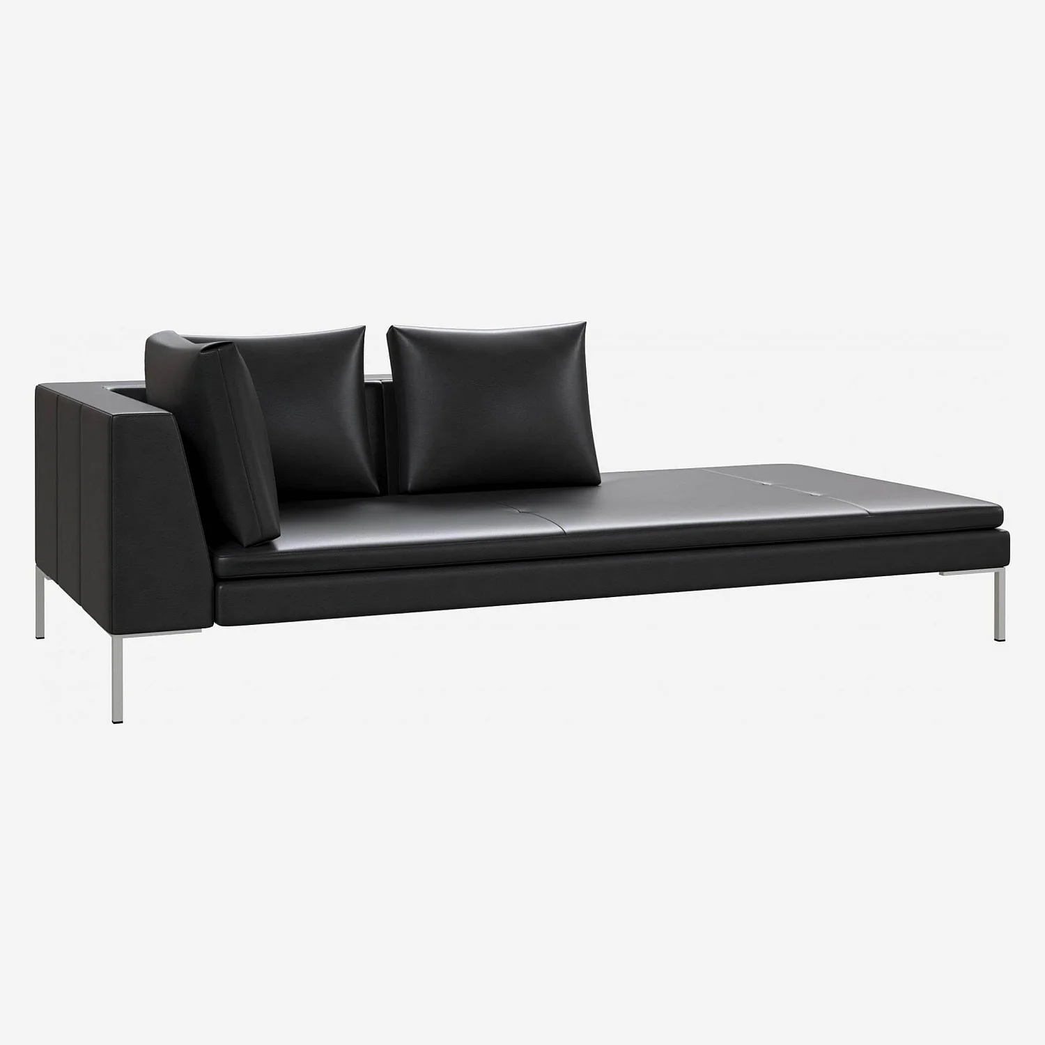 Chaiselongue, rechts aus Savoy-Leder - Obsidianschwarz - 1