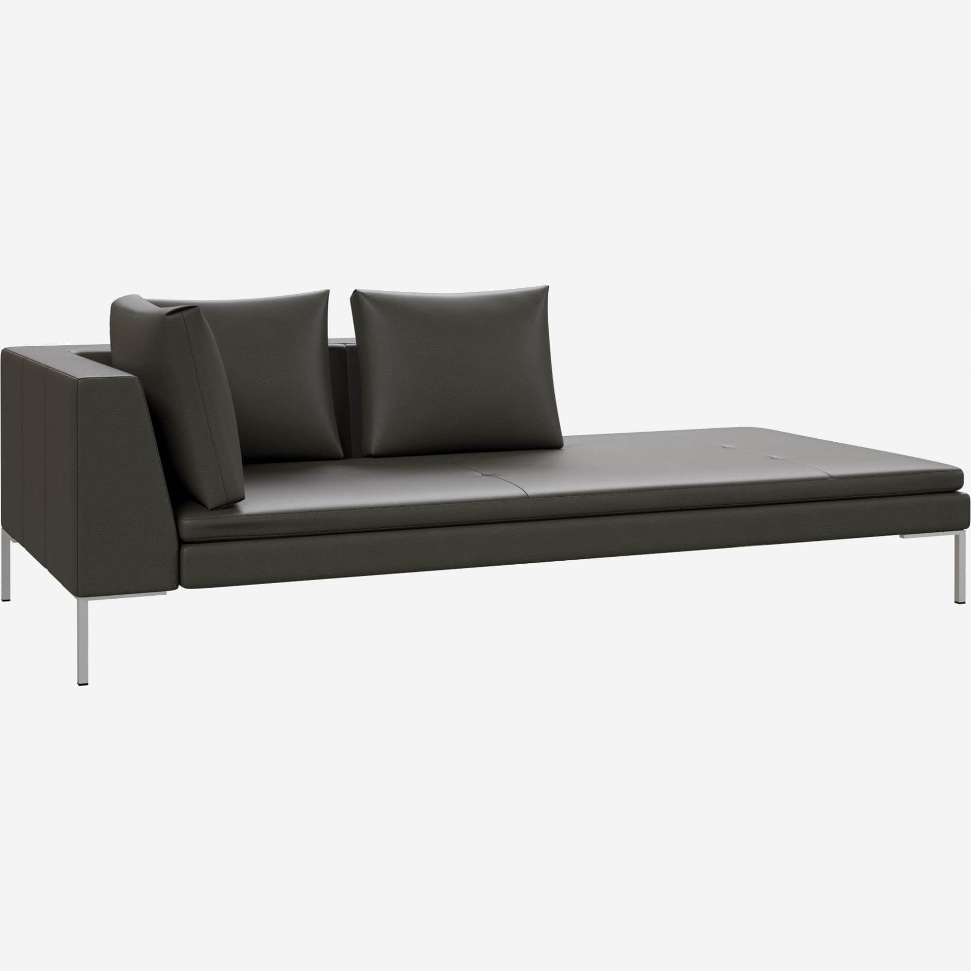 Savoy leren chaise longue - Antracietgrijs