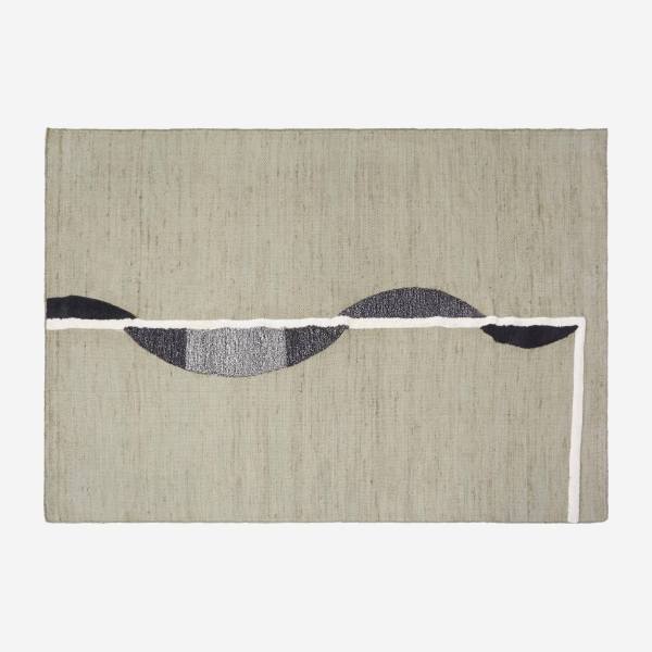 Tapis en jute, coton et laine tissé main - 170 x 240 cm - Kaki - Design by Floriane Jacques