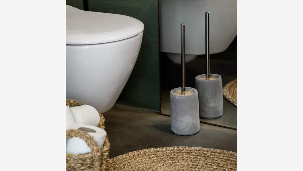 Concrete, wood and metal toilet brush