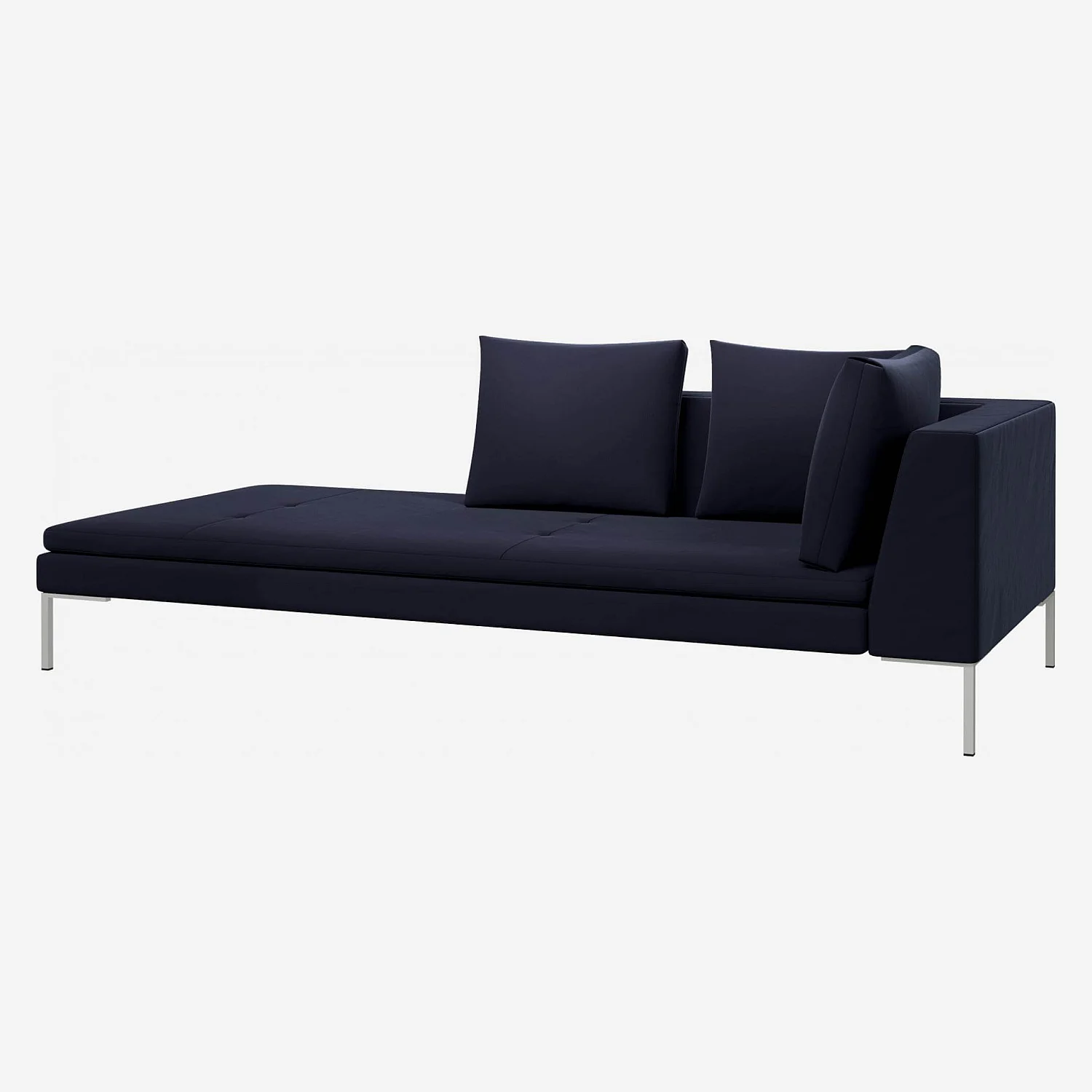 Méridienne gauche en velours - Bleu encre - 2