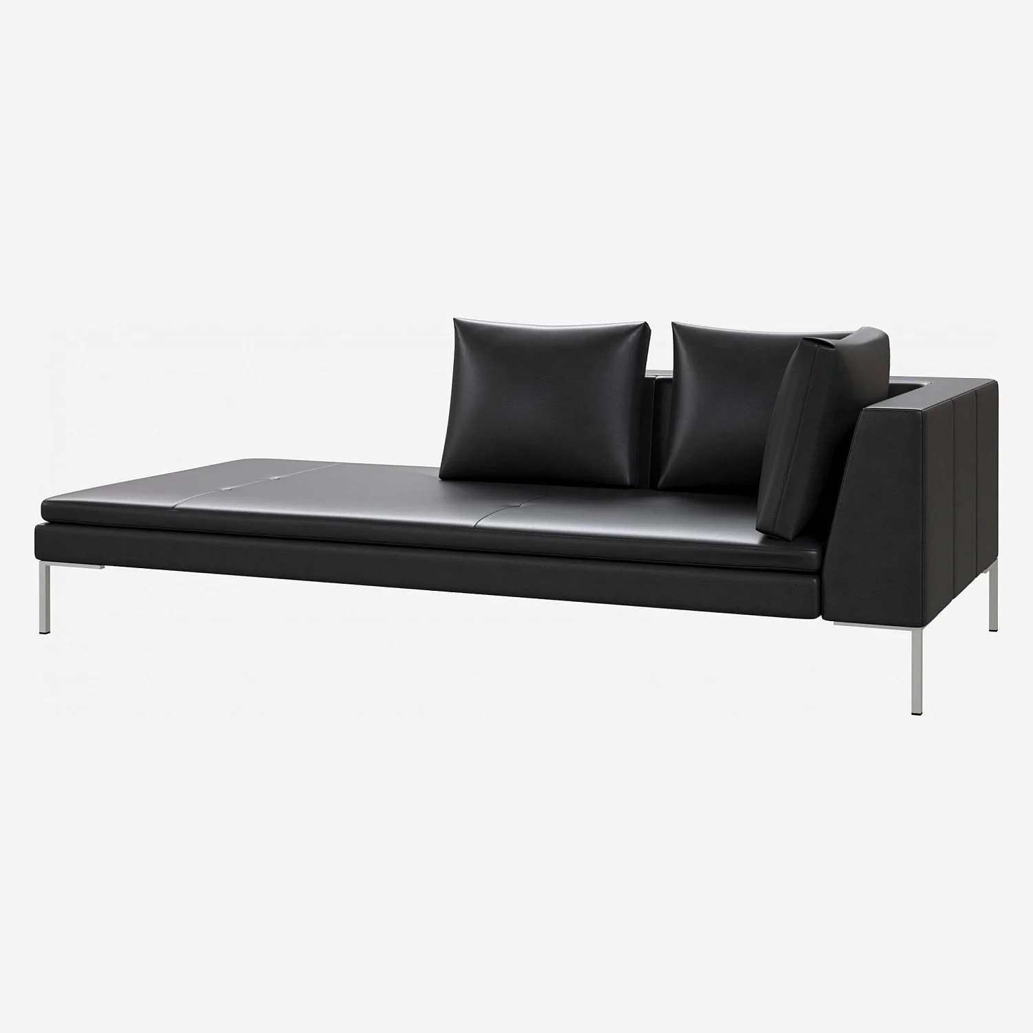 Chaiselongue, links aus Savoy-Leder - Obsidianschwarz - 1