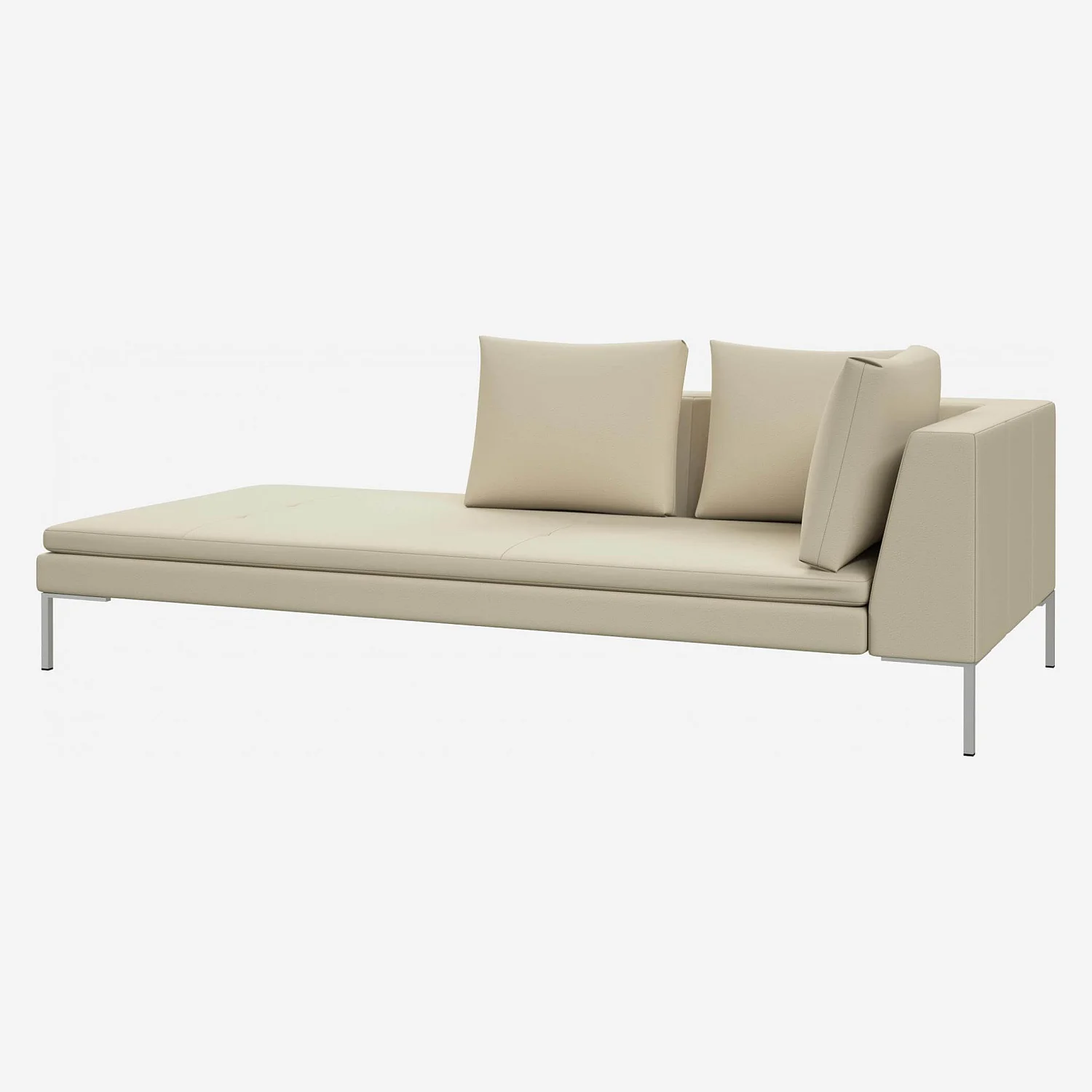 Chaiselongue, links aus Savoy-Leder - Alabasterweiß - 2