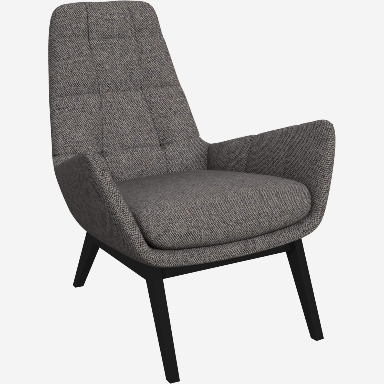 Fauteuil en tissu Bellagio - Gris nocturne - Pieds noirs