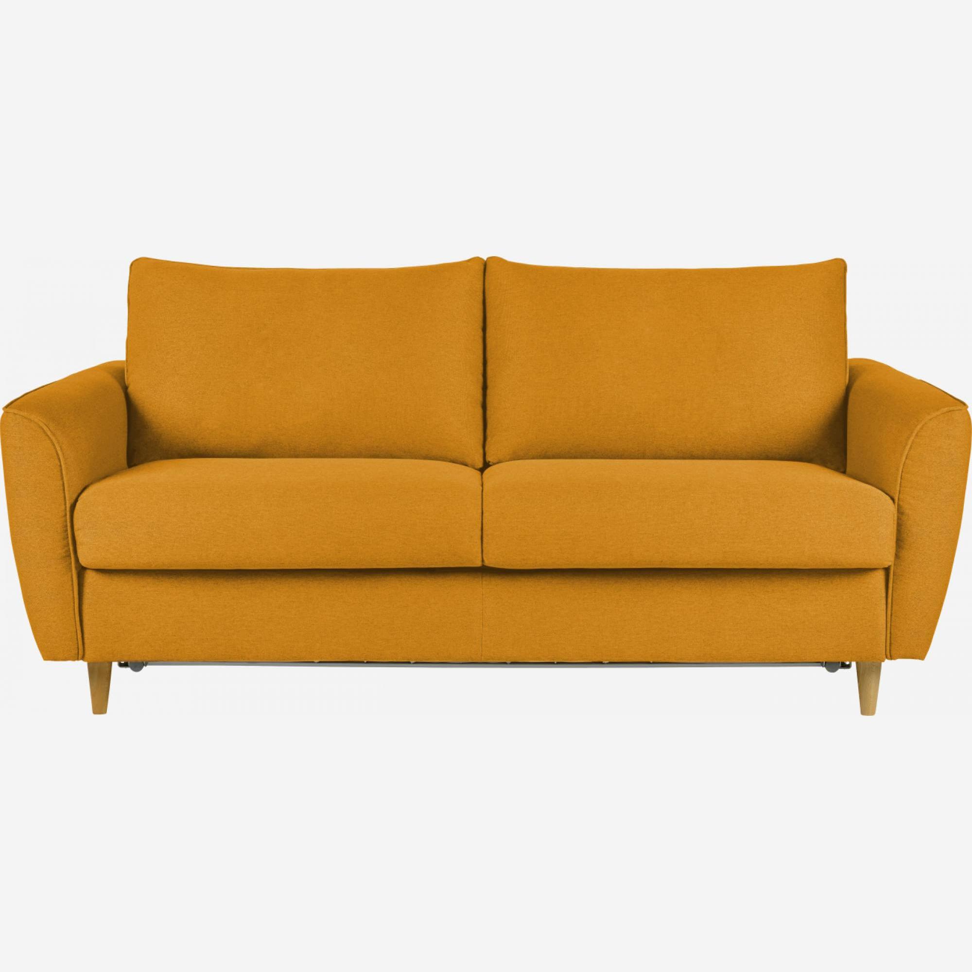 Fabric 3-seater sofa bed - Mustard yellow