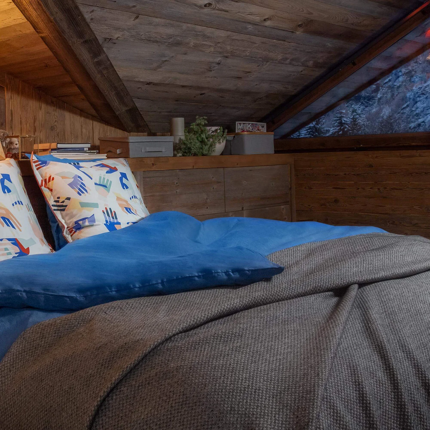 Dessus de lit en coton égyptien - 230 x 260 cm - Gris - 3