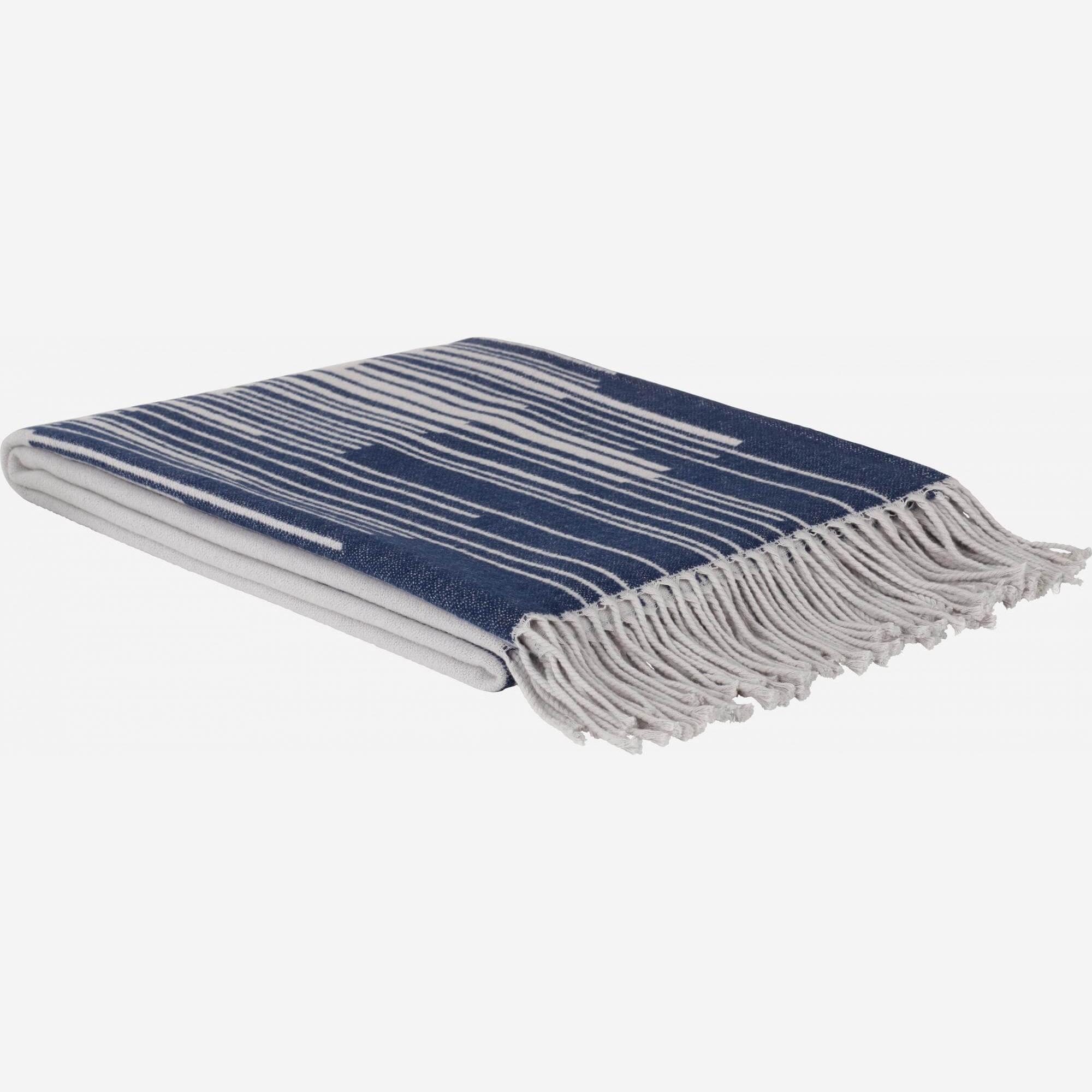 Cotton Throw 127x180cm Blue and Grey