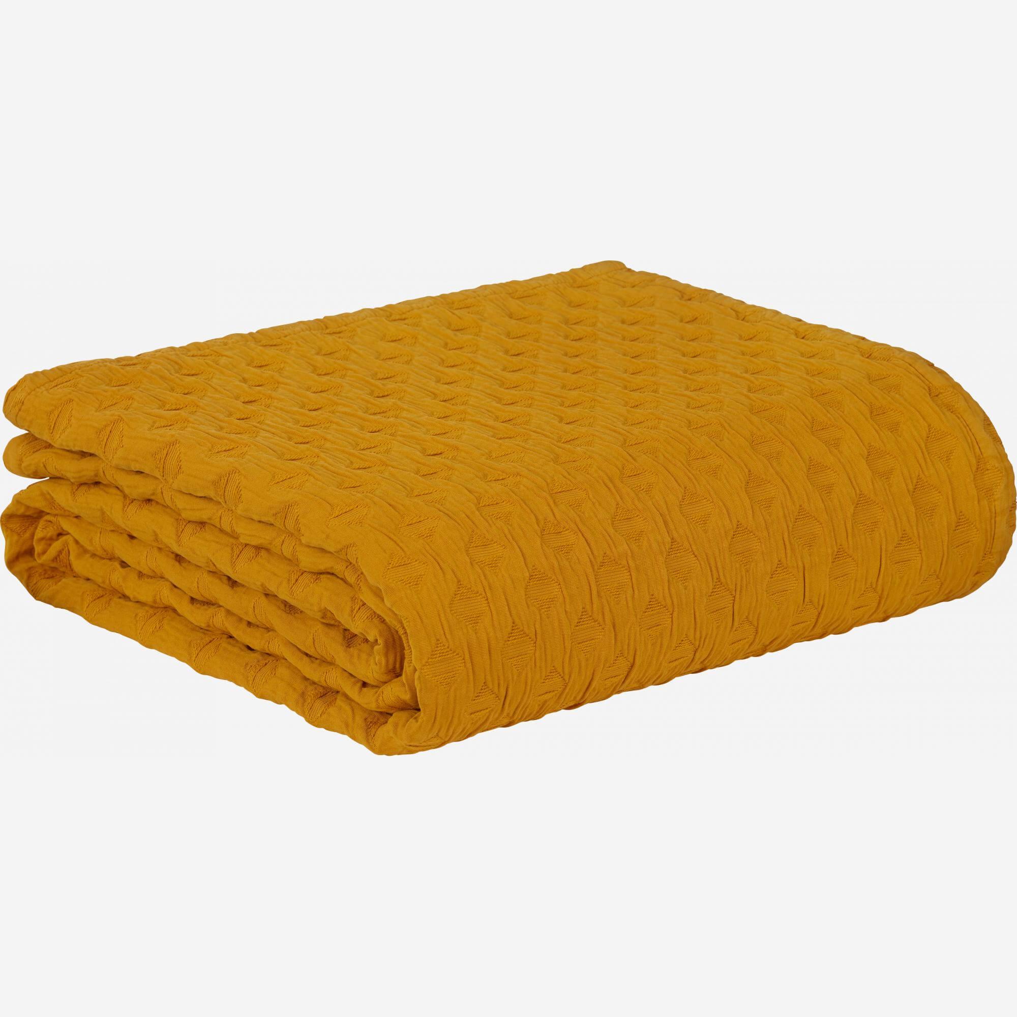 Bedspread 230x260cm yellow washed cotton