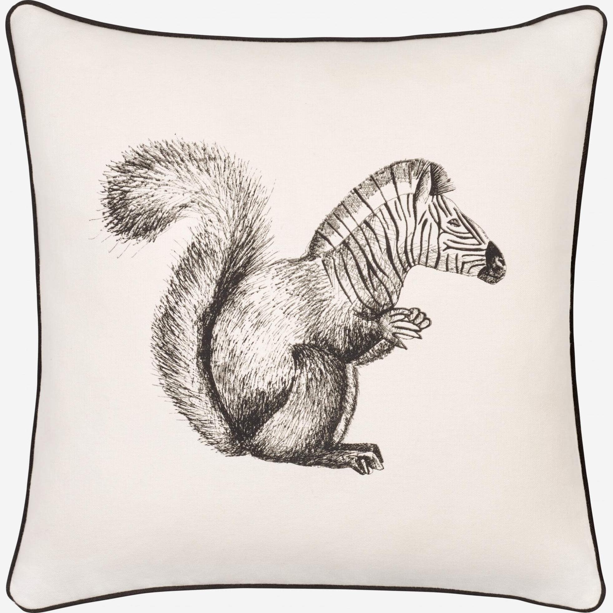 Squirrel Patterned Printed Cotton Cushion 40x40cm