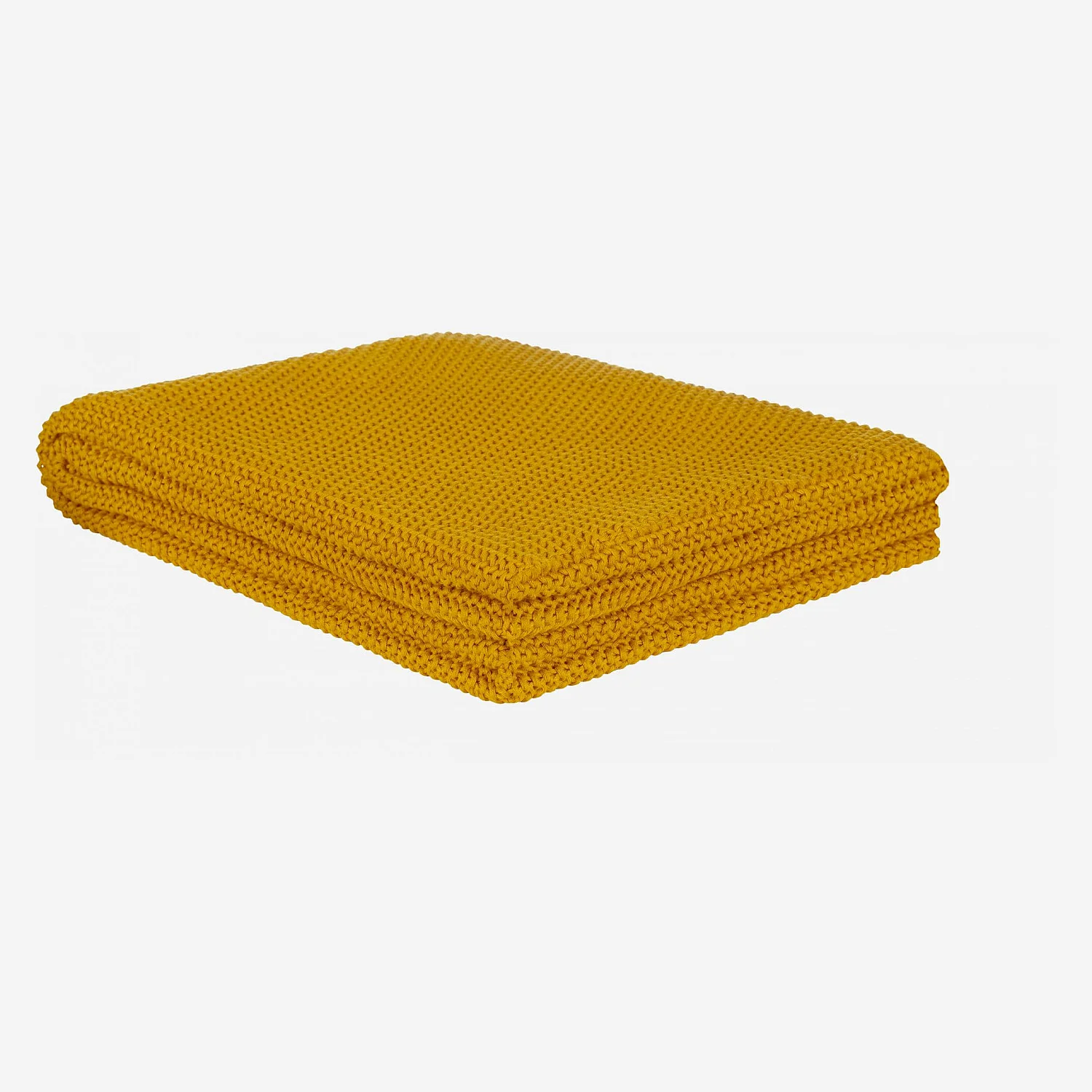 Plaid gebreid van katoen - 130 x 170 cm - Mosterdgeel - 3