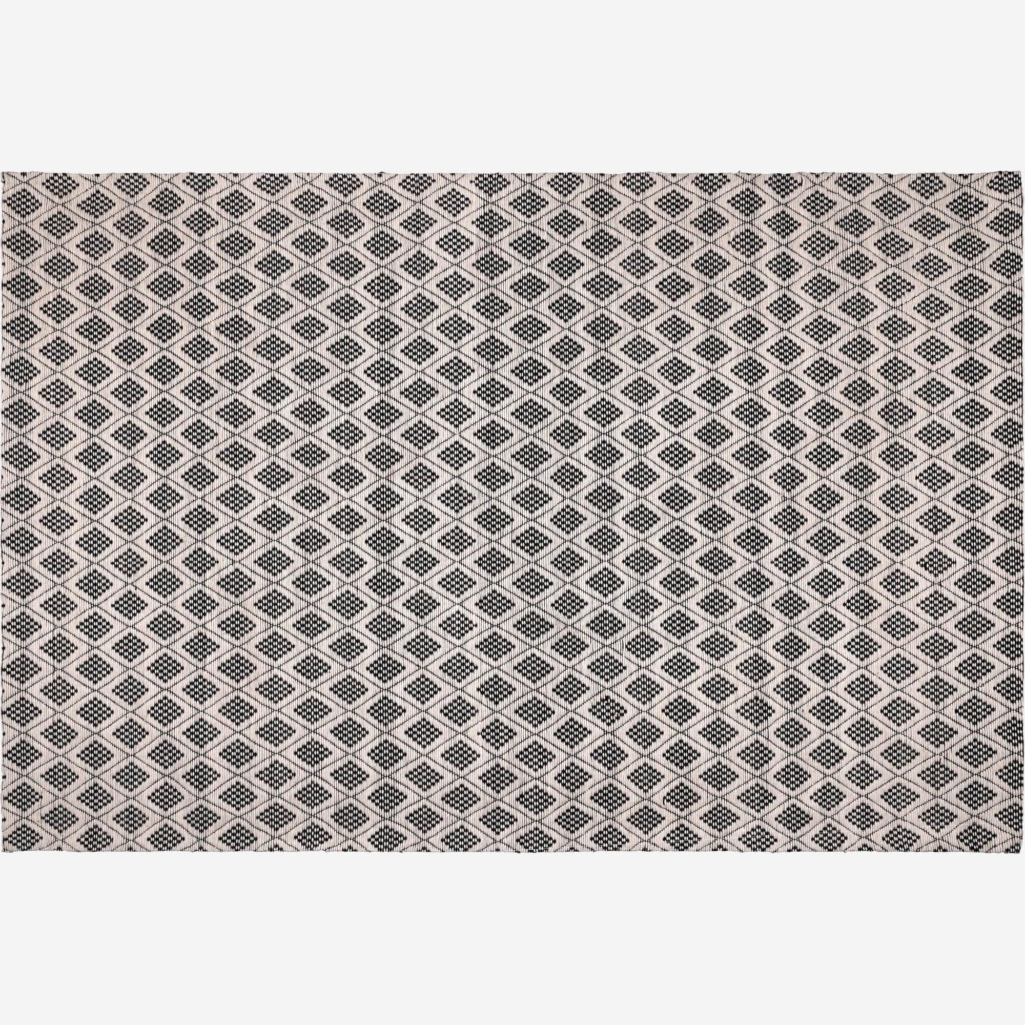 Tapis en laine tissé et tricoté - 170 x 240 cm - Motif gris