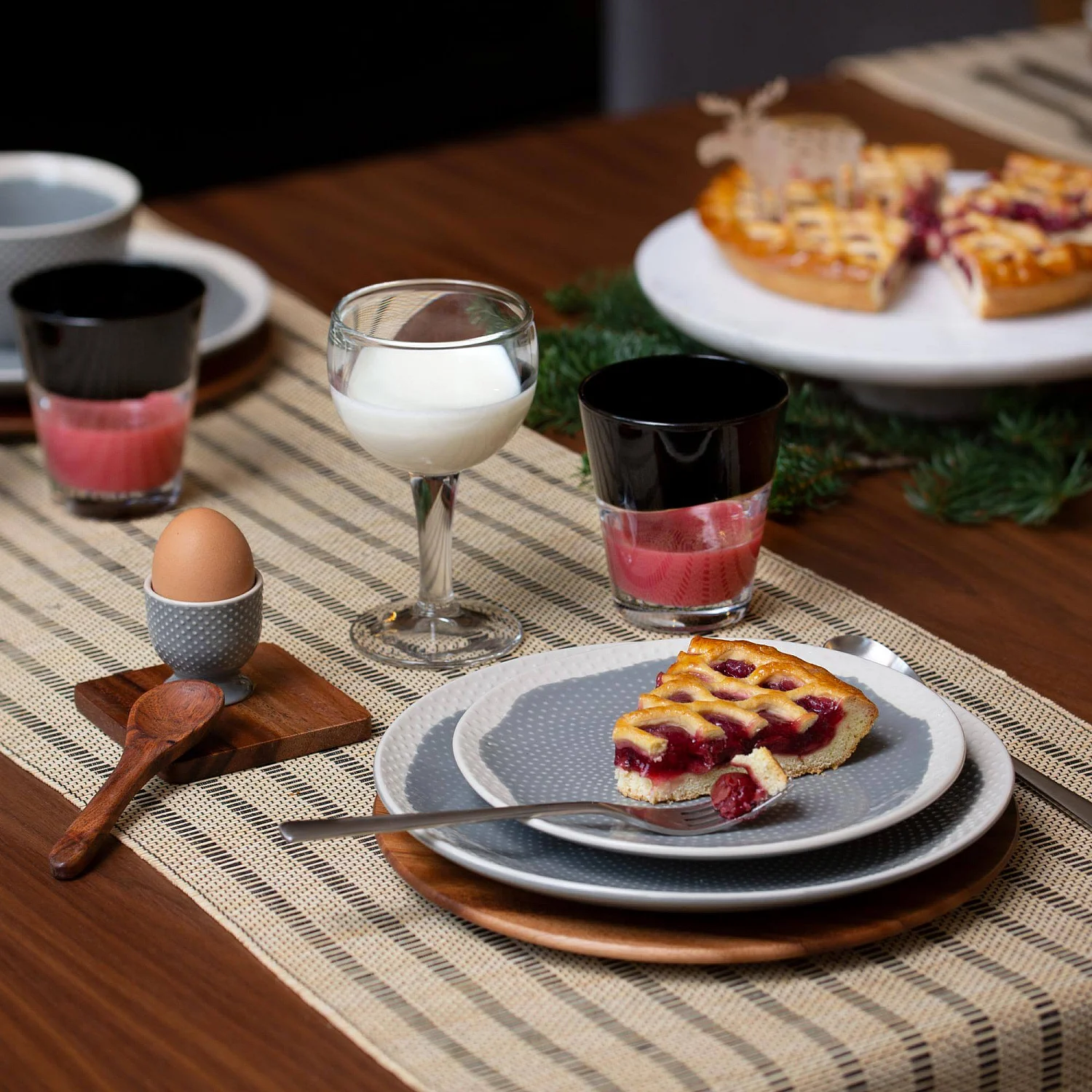 Lot de 2 travers de table en bambou motifs noirs - 1