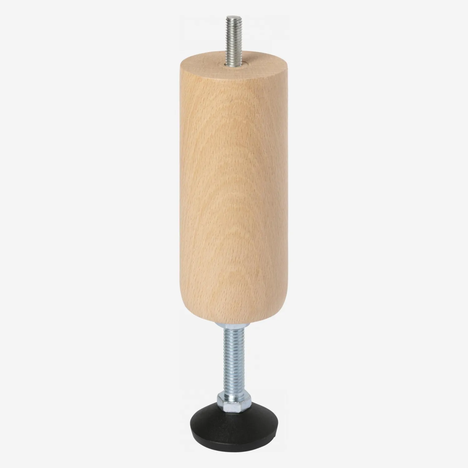 Pied de lit universel central cylindrique en hêtre - Réglable de 14,5 à 16 cm - 1