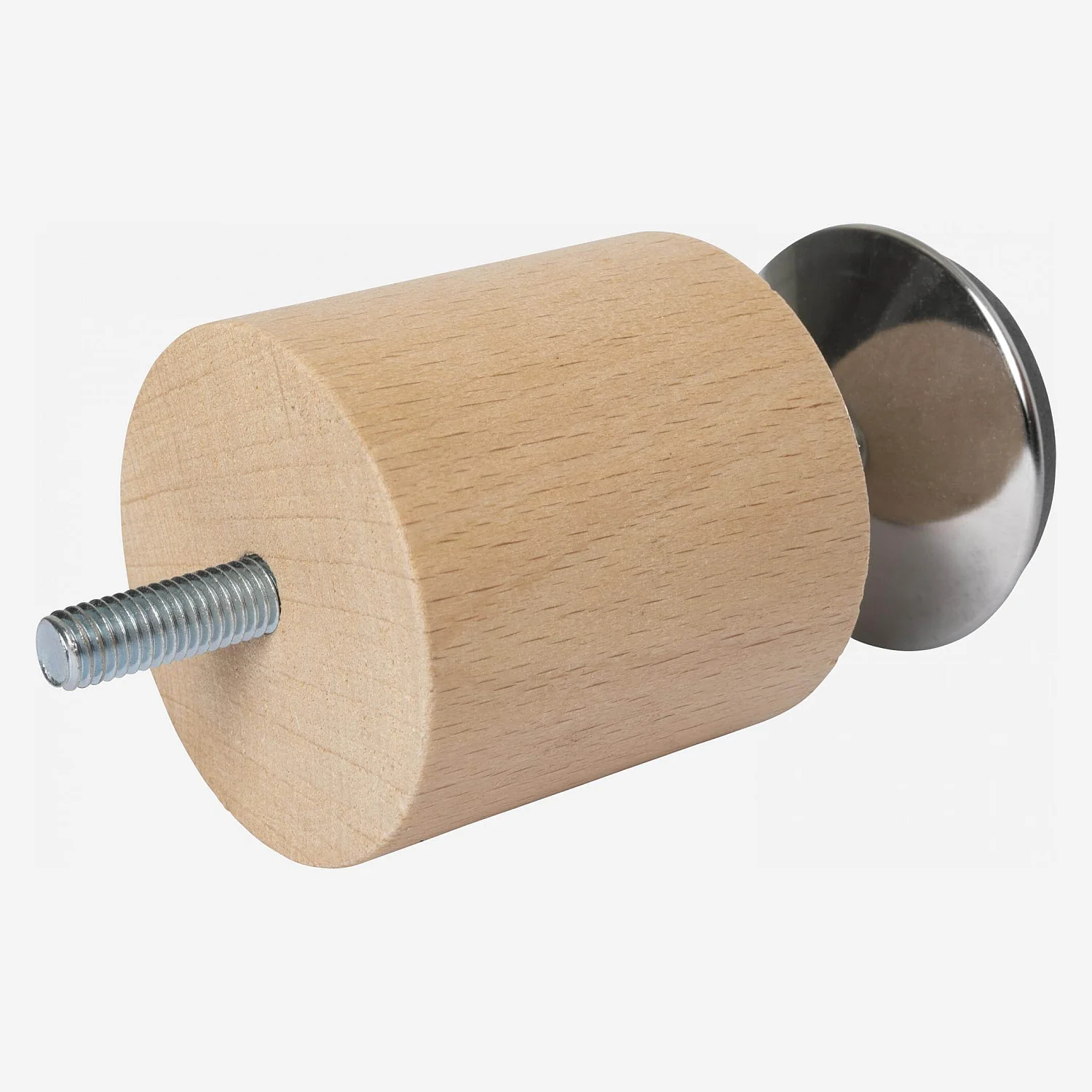 Pied de lit universel central cylindrique en hêtre - Réglable de 7,5 à 8,5 cm - Naturel - 2