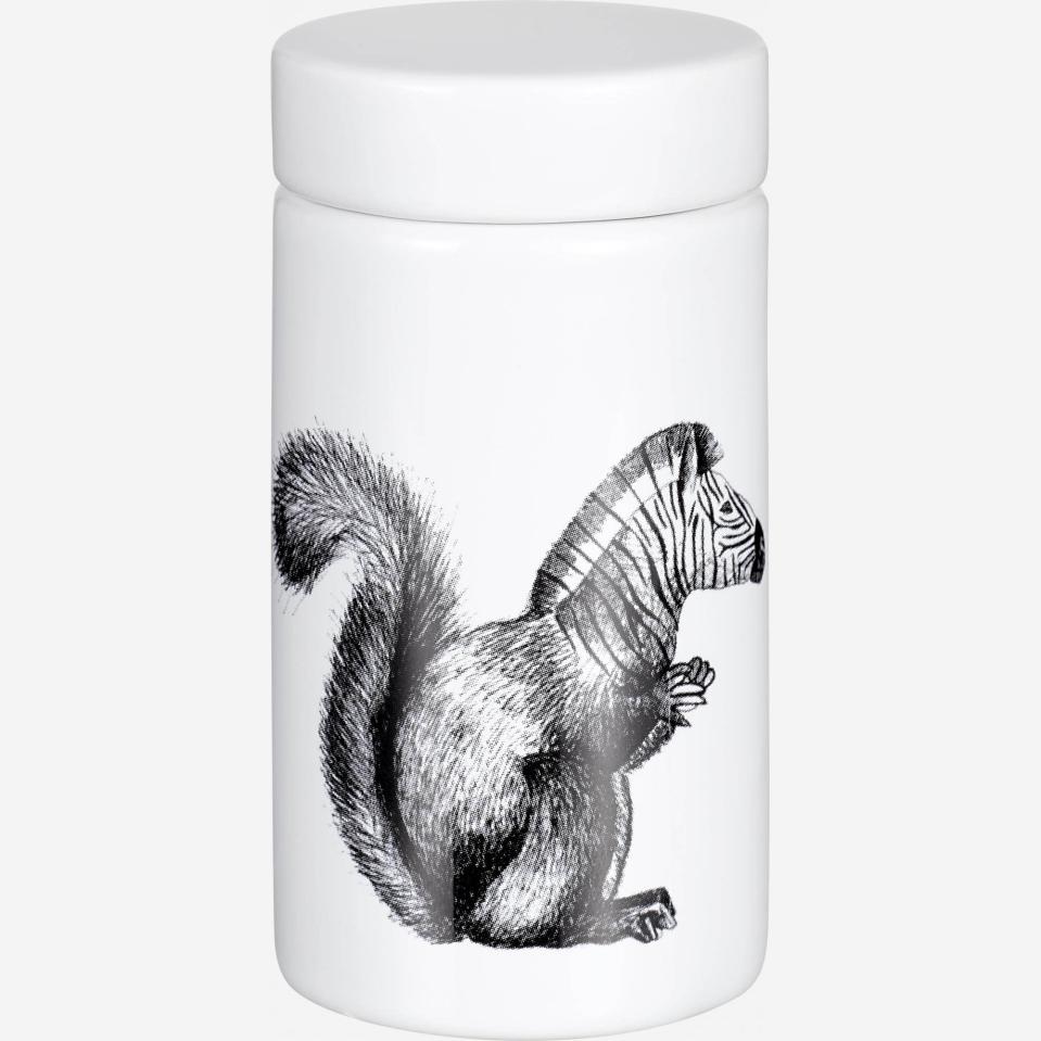 Squirrel Patterned Earthenware Spice Jar White