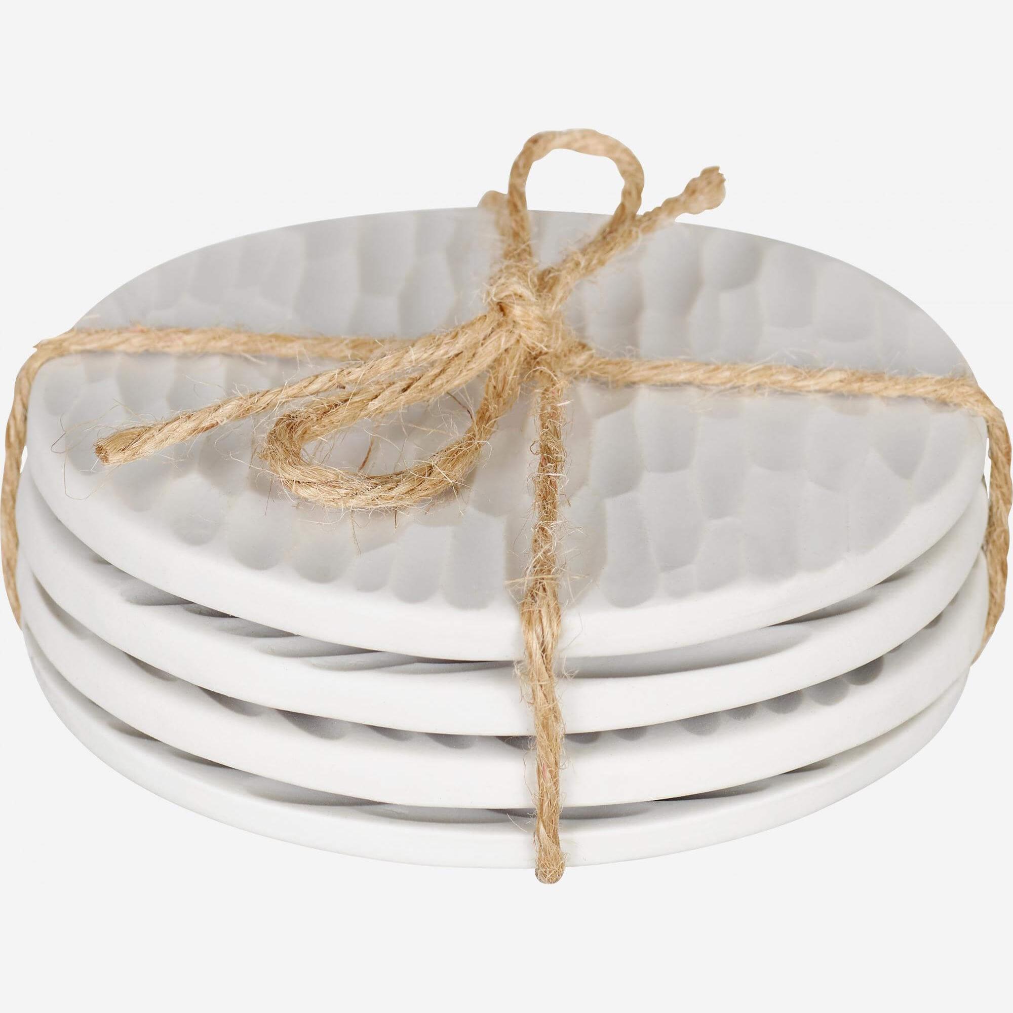 Porcelain Coasters White x4