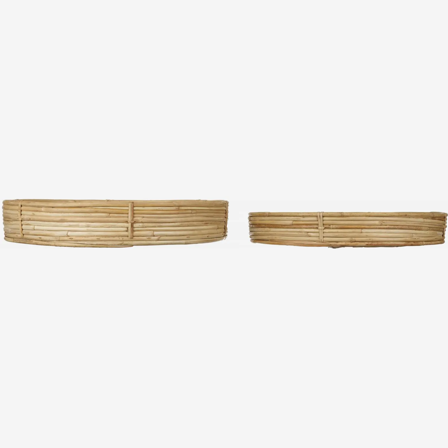 Lot de 2 plateaux ronds en rotin