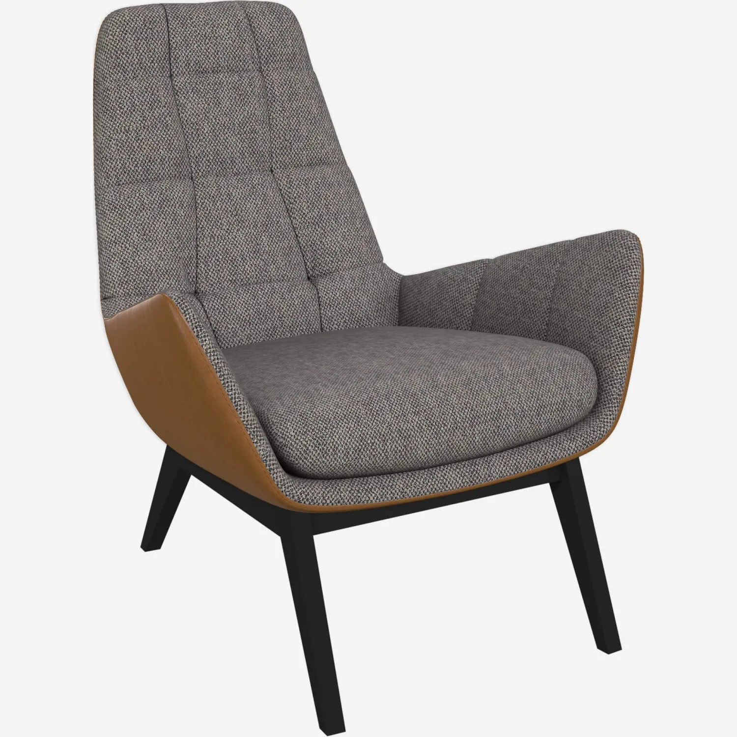 Sessel aus Bellagio-Stoff - Nachtgrau und Vintage-Leder - Nachtgraue Füße