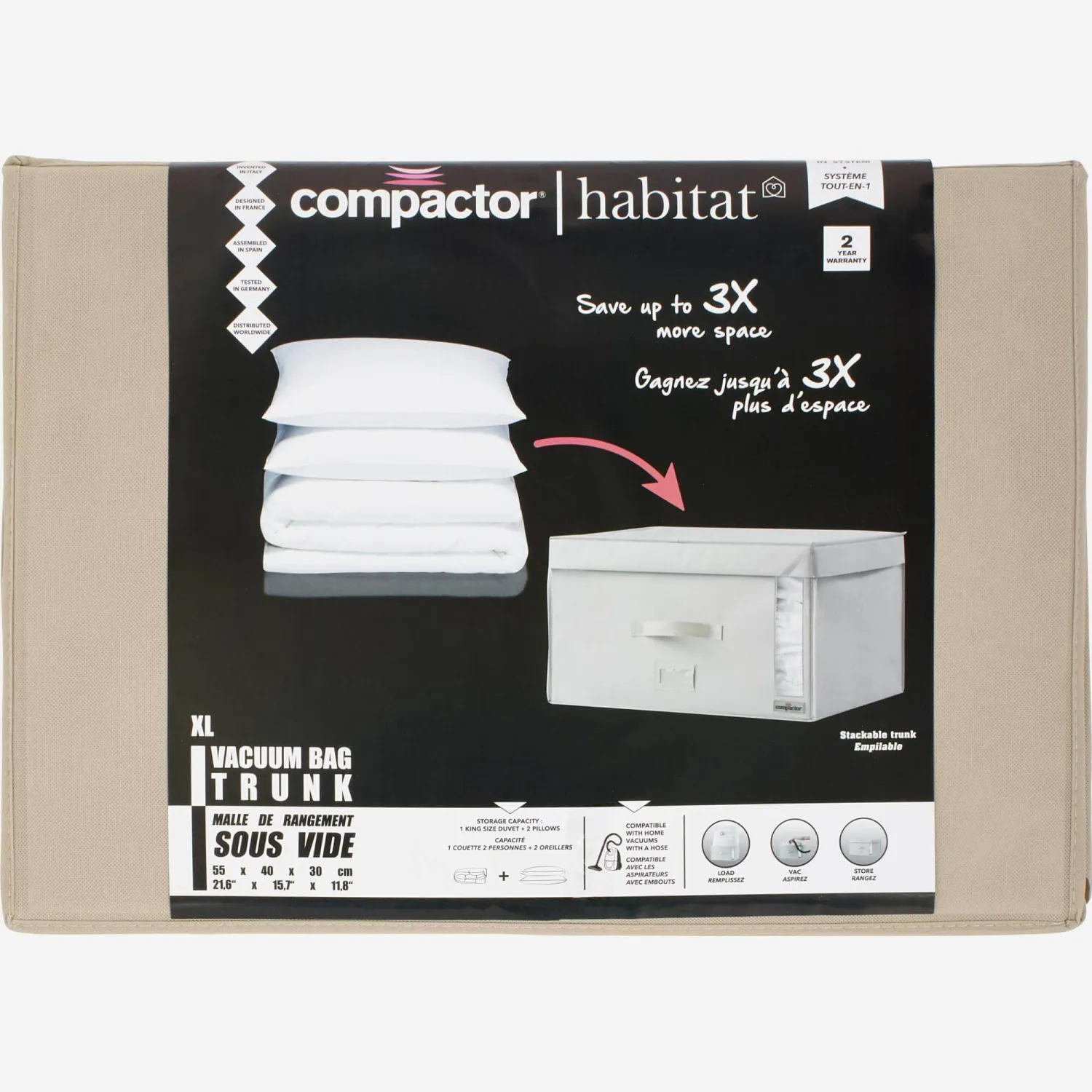 Funda de almacenaje con ventana 210L - Color beige